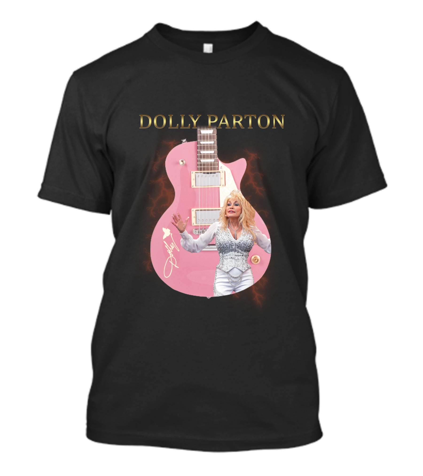 Dolly Parton Pink Guitar Signature T-Shirt