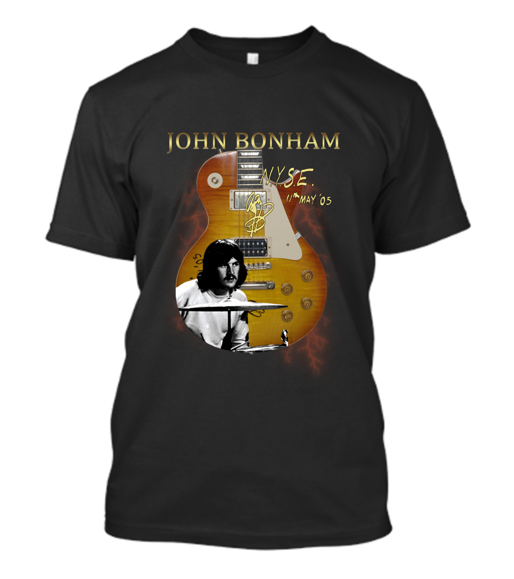 John Bonham NYSE 11th May '05 Signature Guitar Image T-Shirt