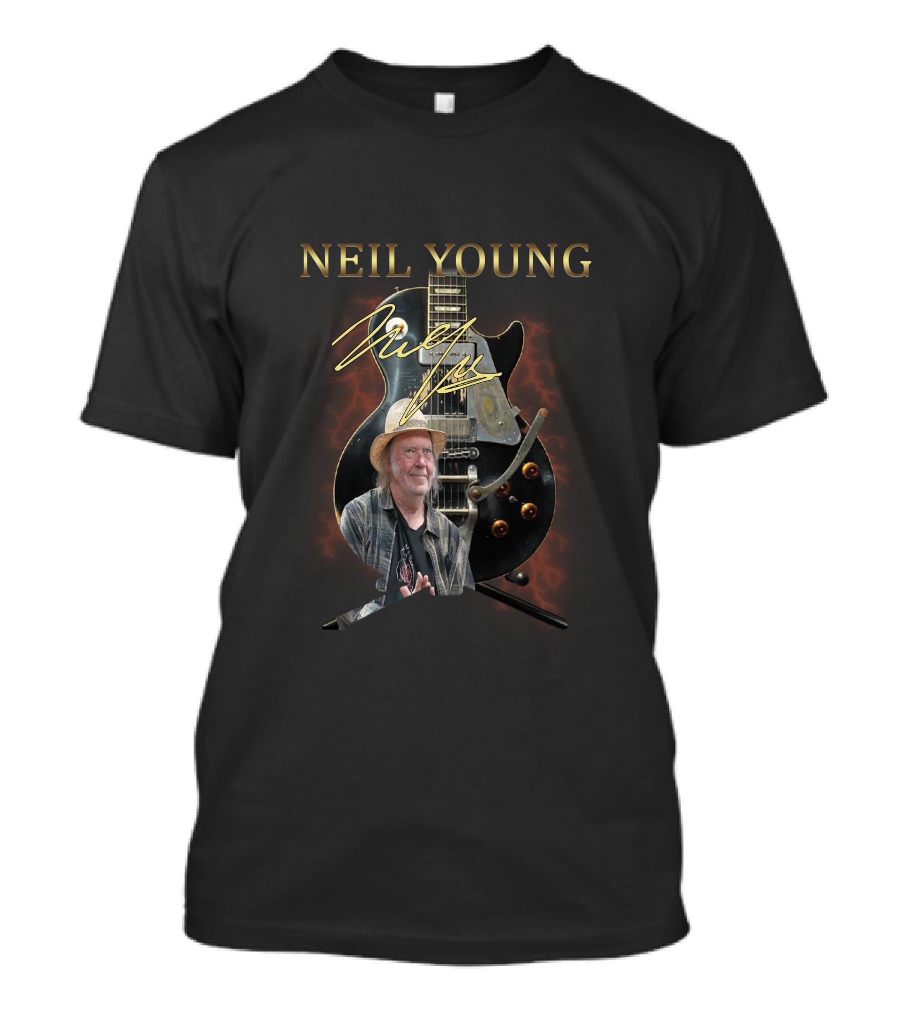 NEIL YOUNG Signature Guitar With Image T-Shirt