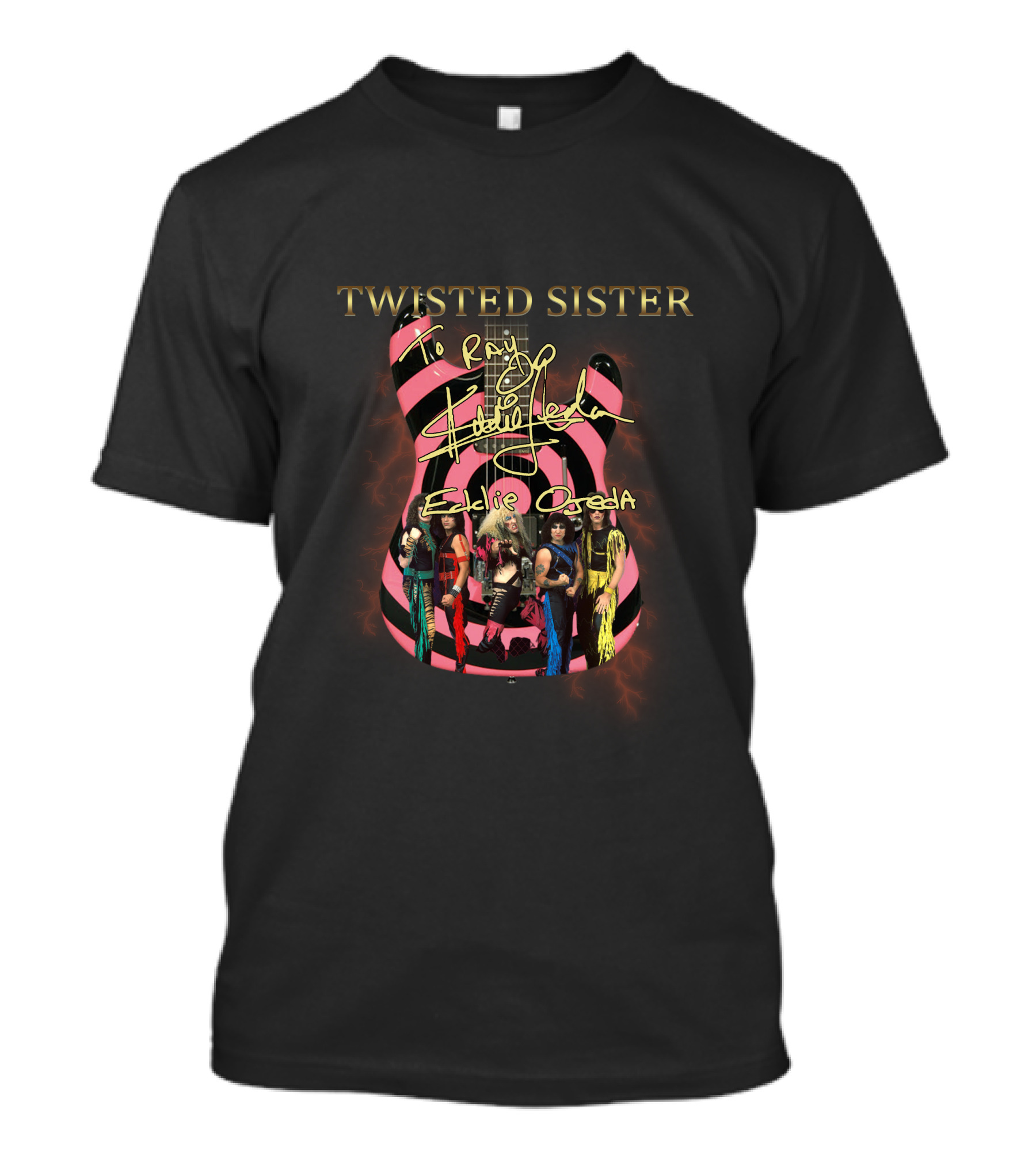 Twisted Sister To Ray Signature Eddie Ojeda Guitar With Band T-Shirt