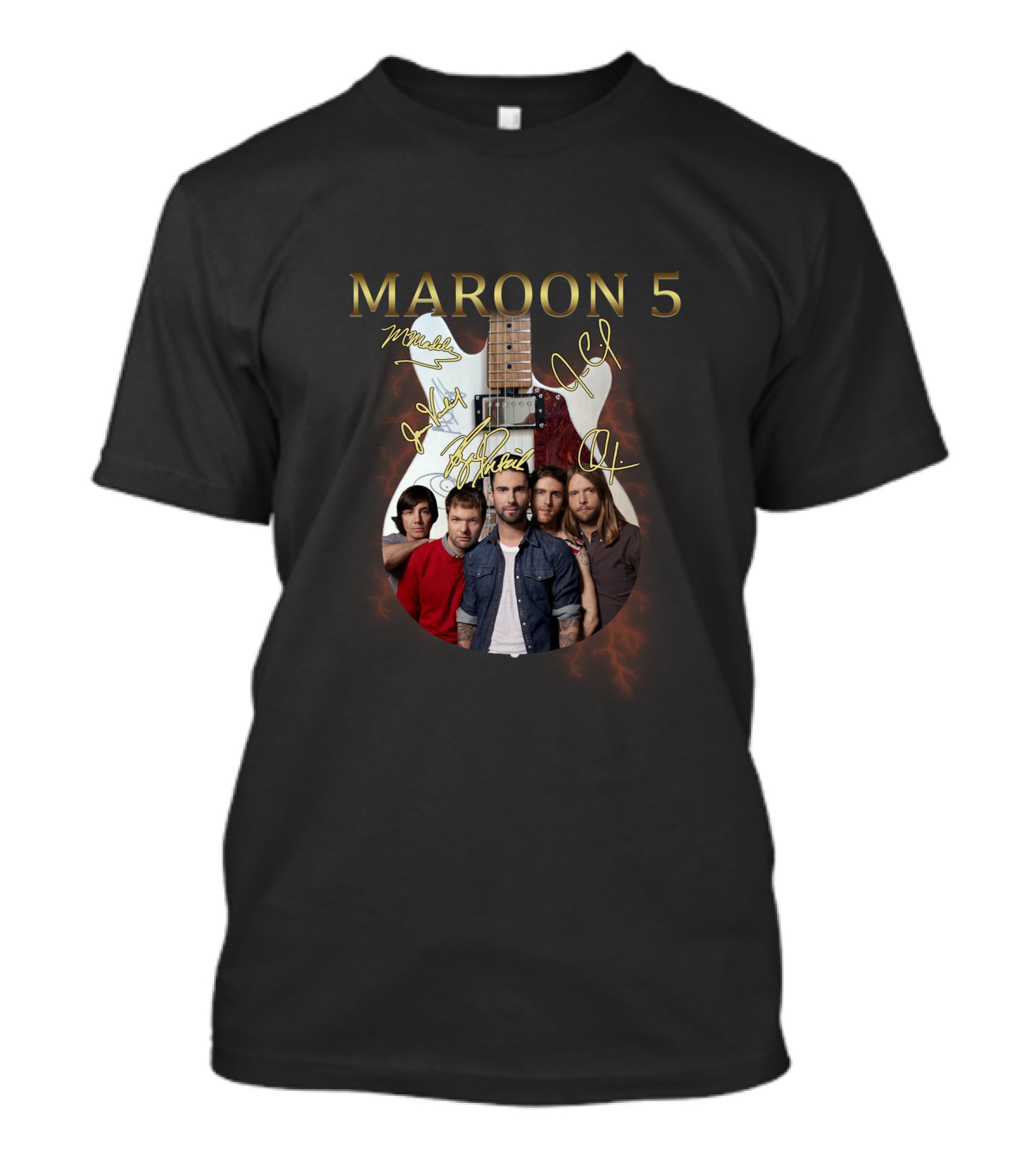 MAROON 5 Band Members With Signature Guitar T-Shirt