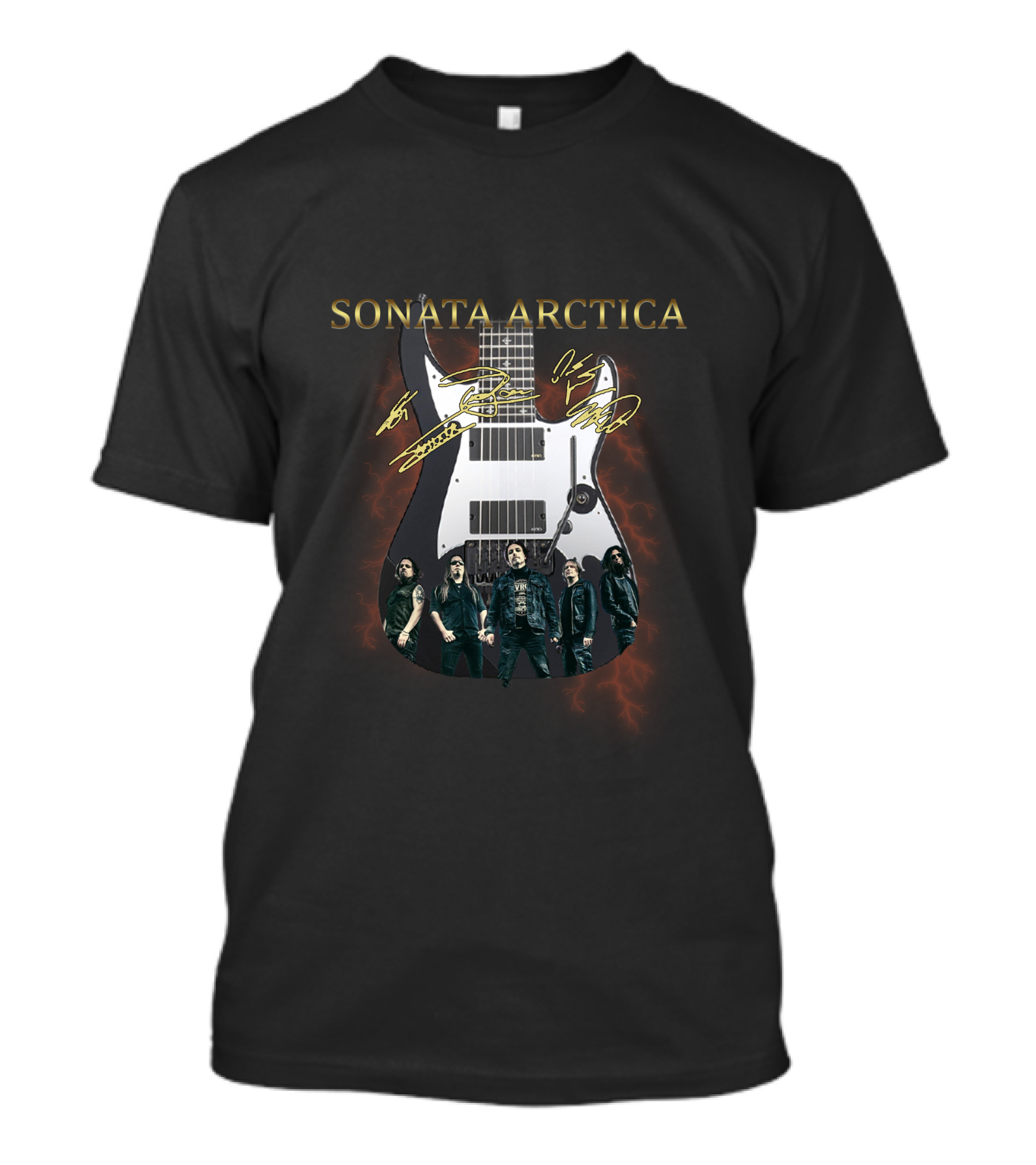 SONATA ARCTICA Signature Guitar With Band Members Autographs And Image T-Shirt
