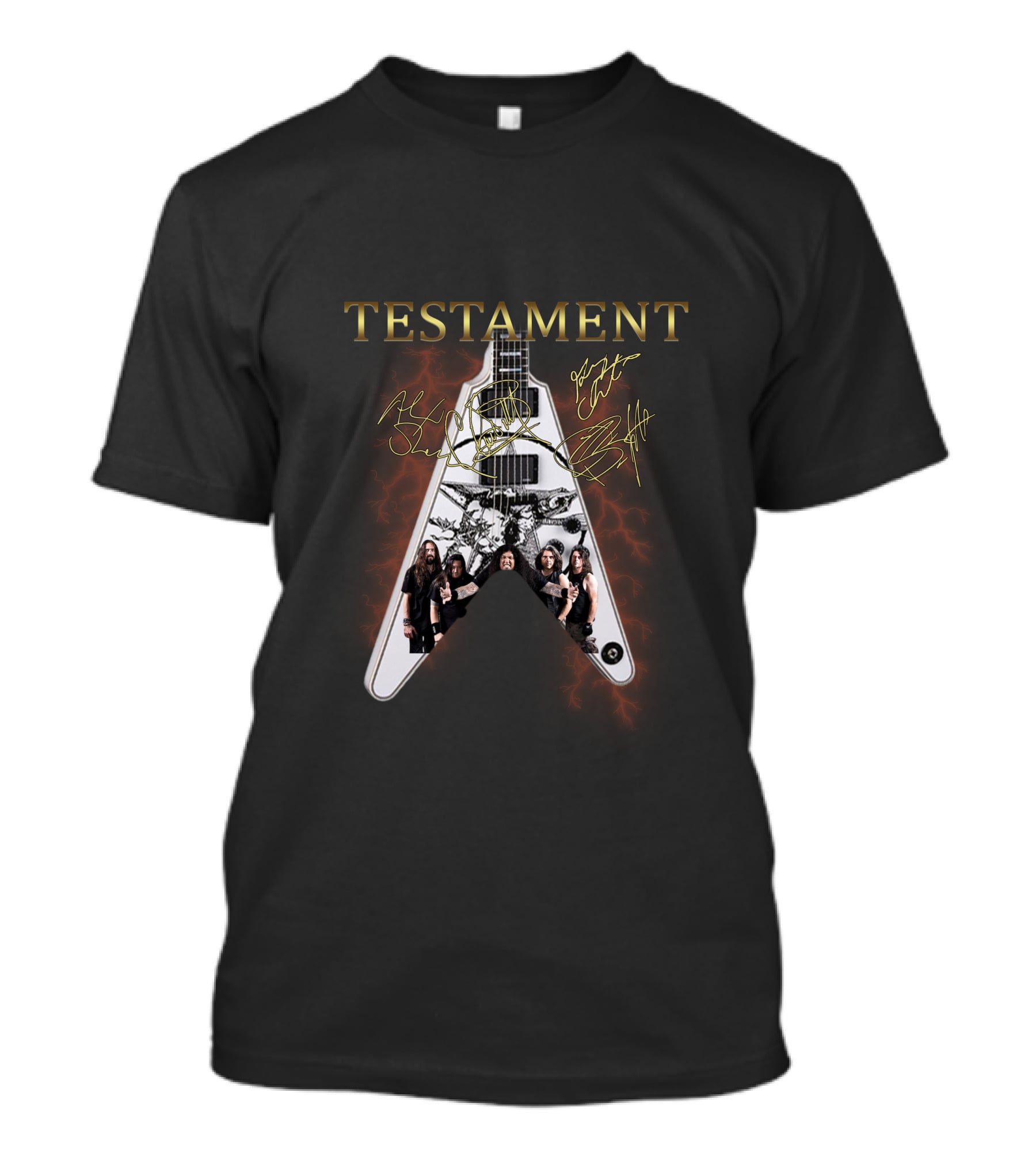 TESTAMENT Electric Guitar With Signatures And Band Members T-Shirt