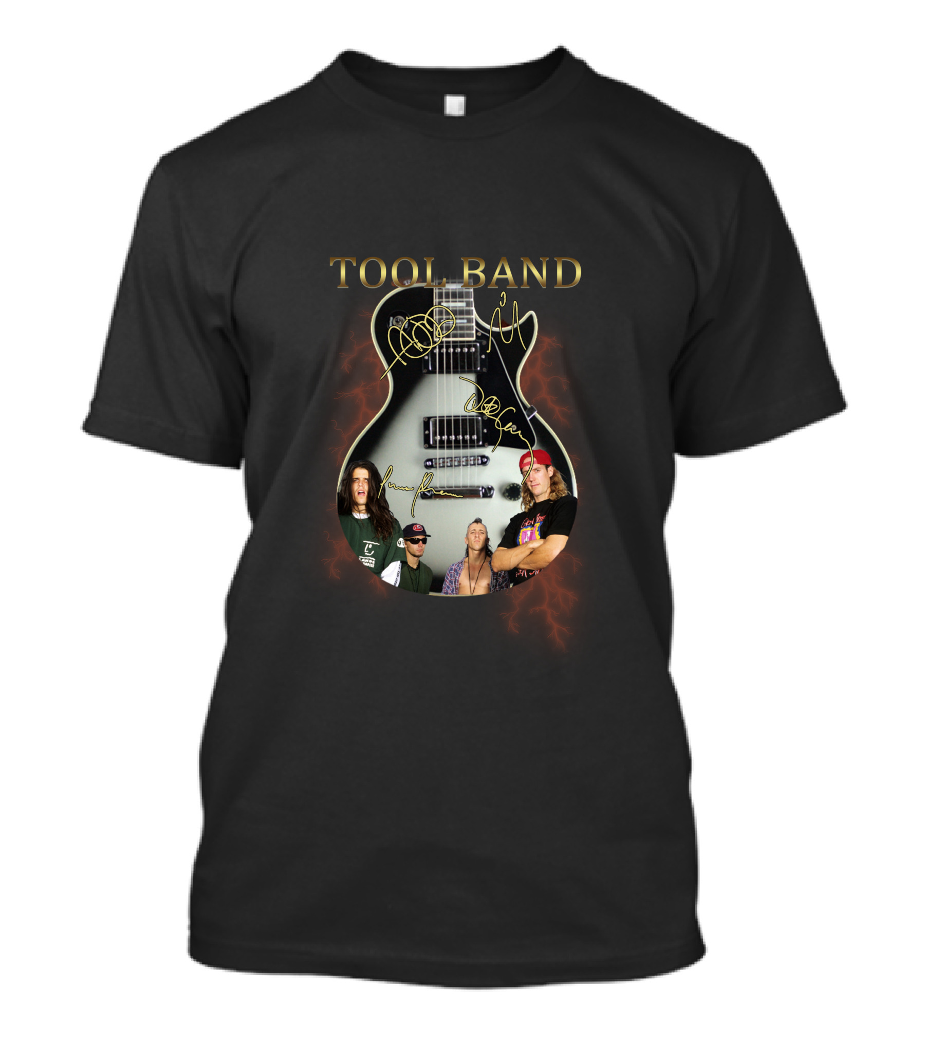 TOOL BAND SIGNATURE GUITAR WITH BAND MEMBERS AND AUTOGRAPHS T-Shirt
