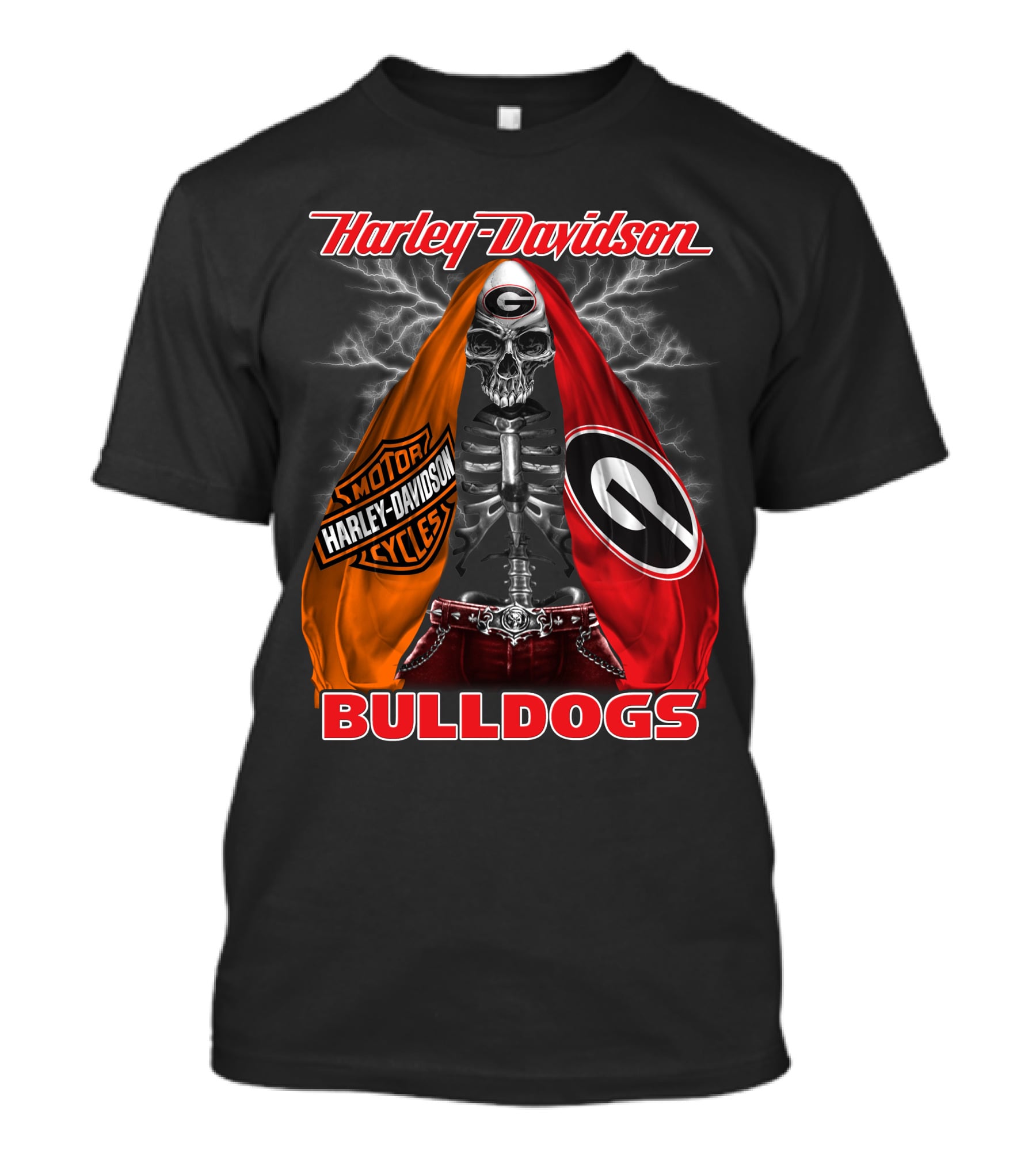 Harley Davidson Skeleton Georgia Bulldogs T-Shirt