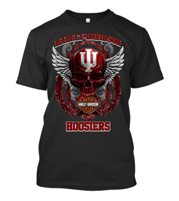 Harley Davidson Indiana Hoosiers Skull Wings And Chains T-Shirt