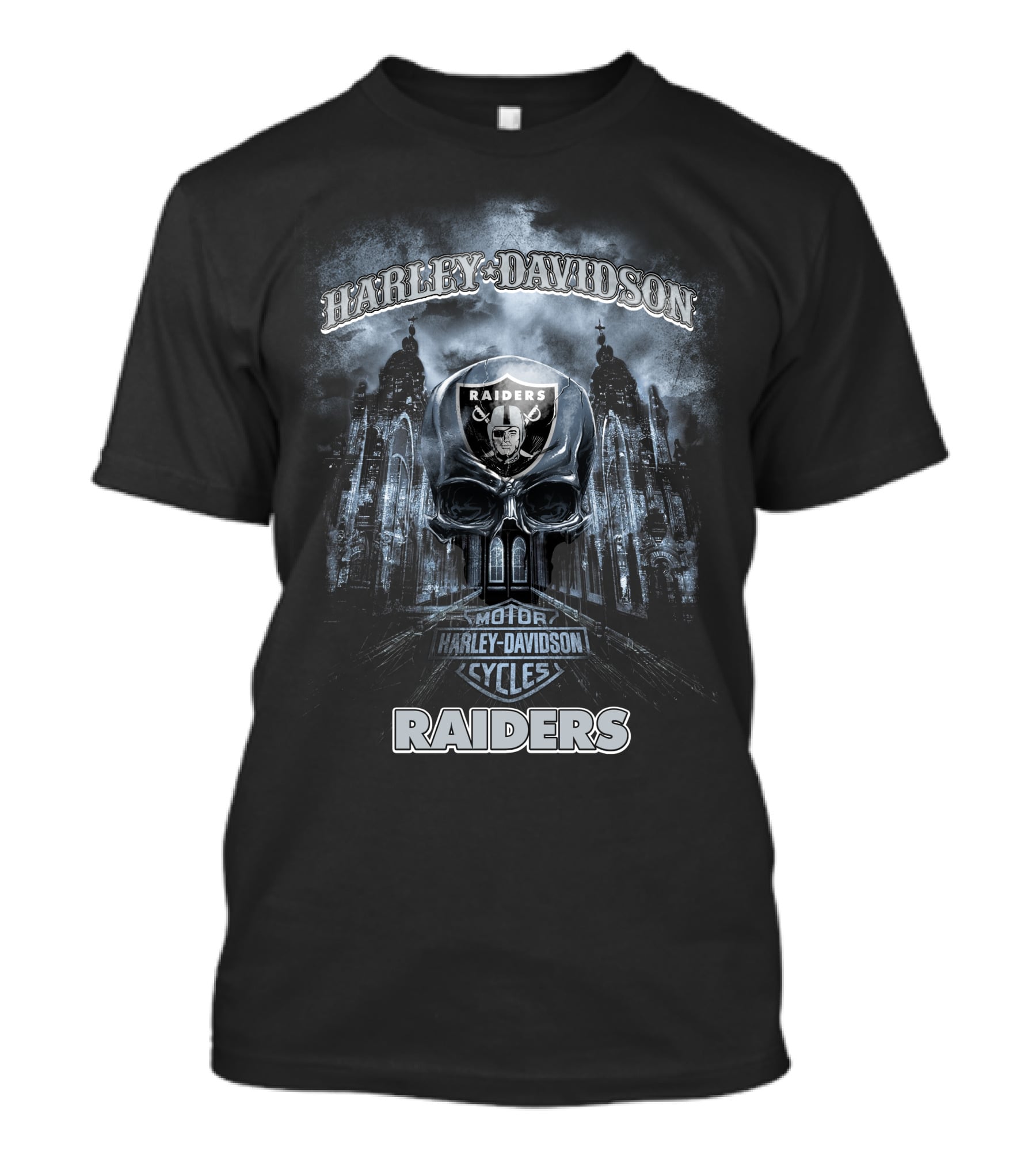 Harley Davidson Las Vegas Raiders Motorcycles Skull T-Shirt