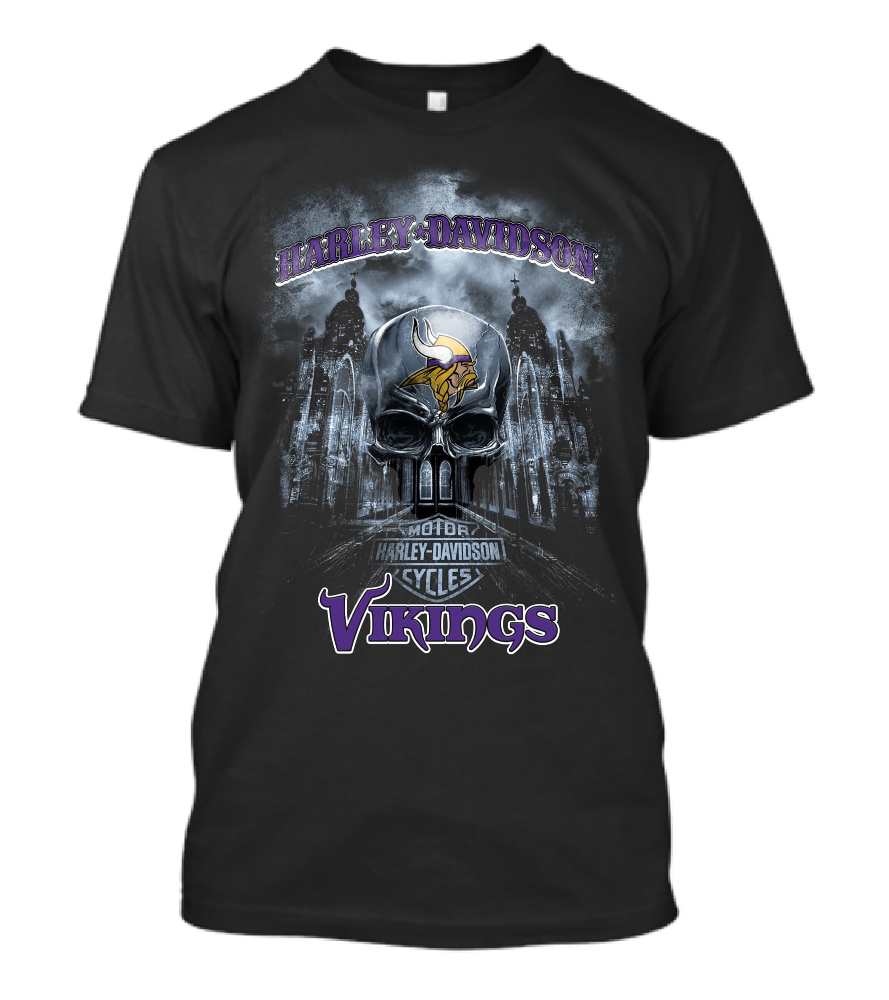 Harley Davidson Cycles Minnesota Vikings Skull T-Shirt