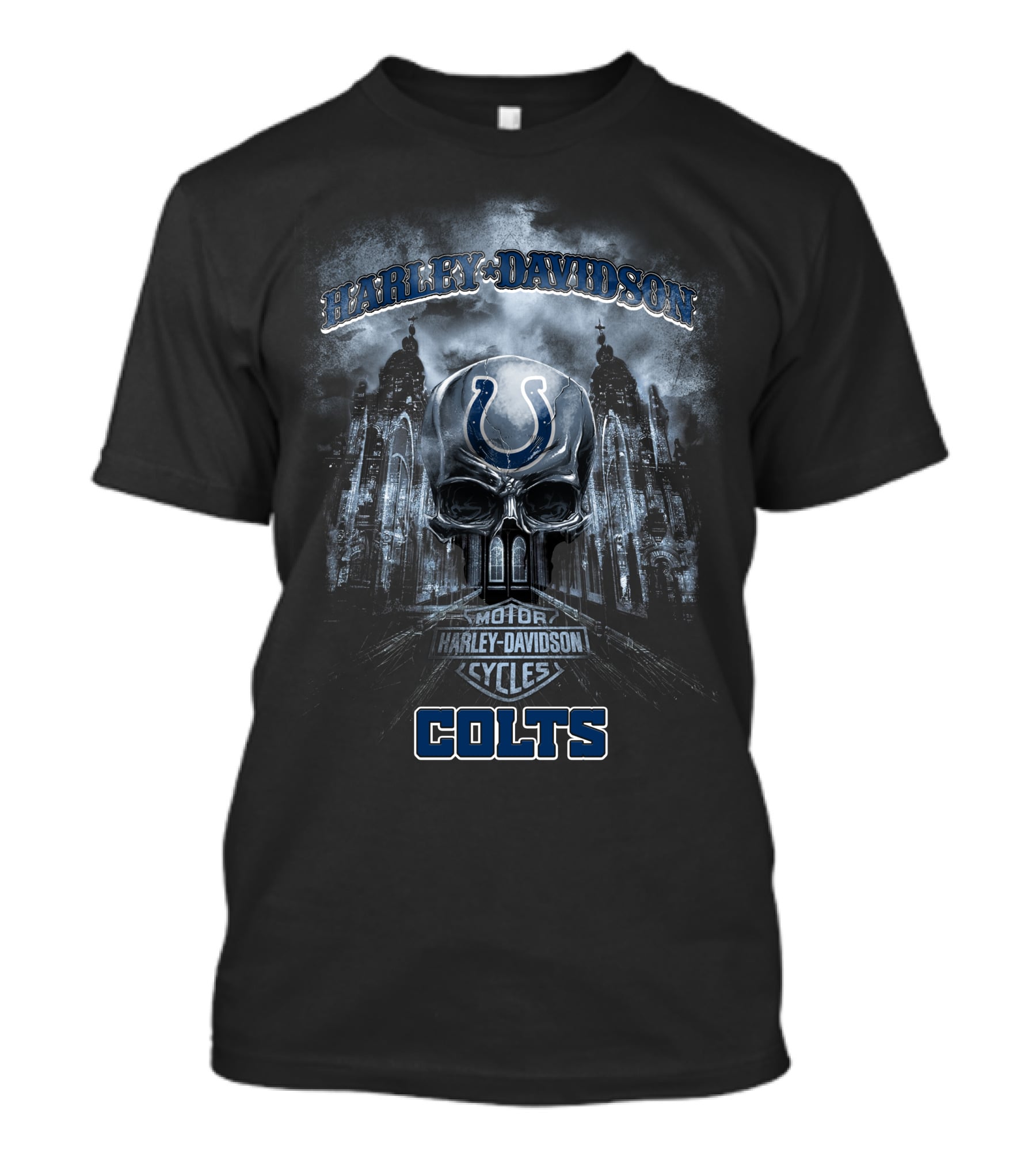 Harley Davidson Motor Cycles Indianapolis Colts Skull T-Shirt