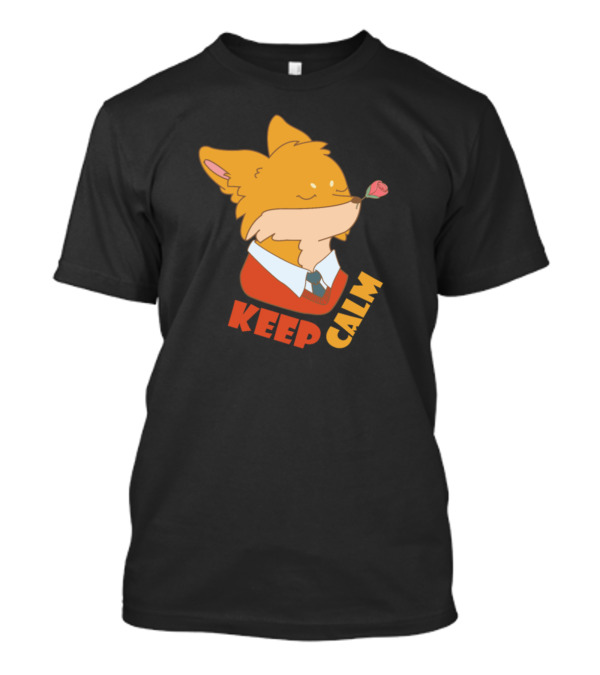 Keep Calm Fox With Rose And Sweater Tie T-Shirt