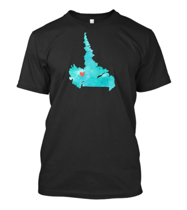 Teal Churchill Falls Map With Heart T-Shirt
