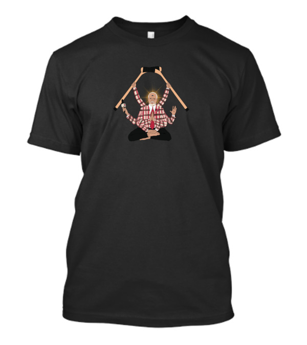 In Don Cherry We Trust Hockey Icon Meditation With Crossed Sticks T-Shirt