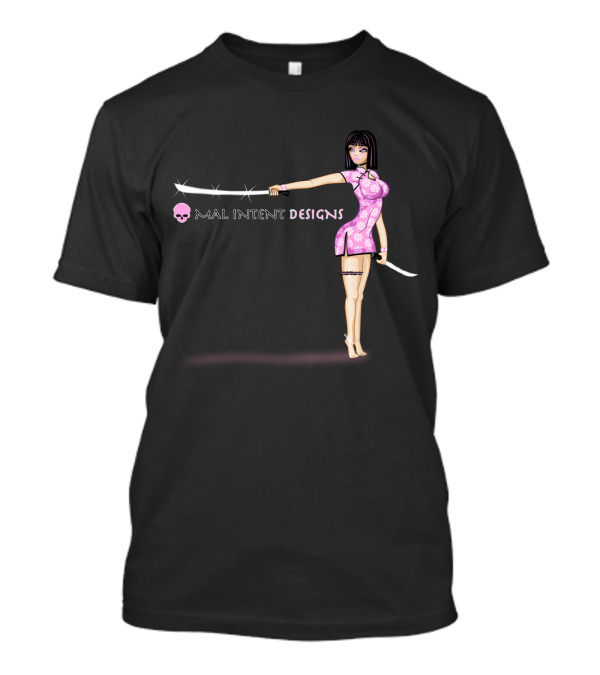 Mal Intent Designs China Doll Warrior With Swords T-Shirt
