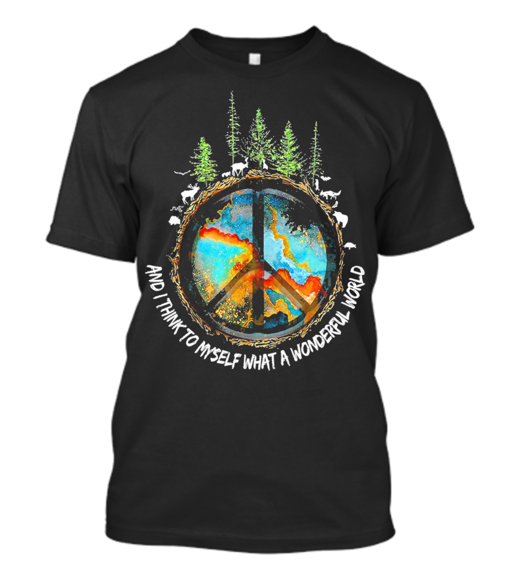 And I Think To Myself What A Wonderful World Peace Symbol Nature Wildlife T-Shirt