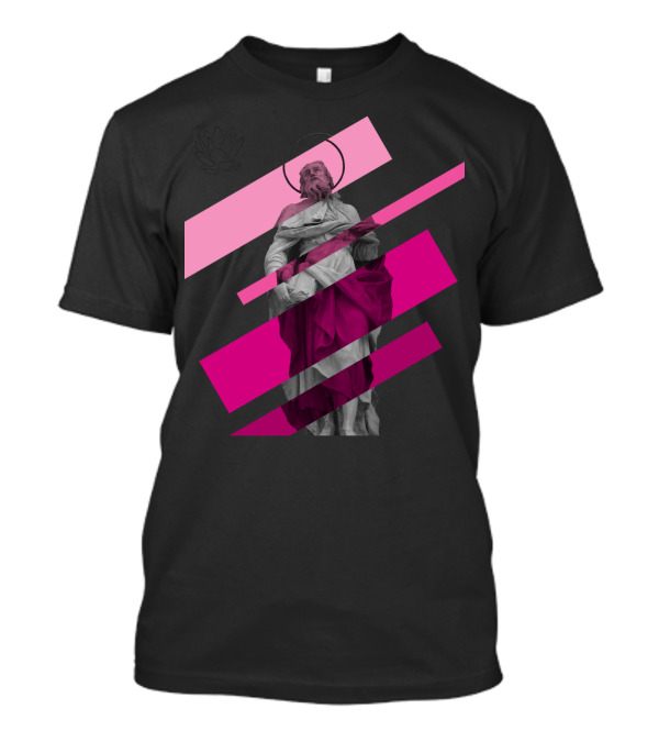 Chiesa Dei Gesuiti Venice Statue With Pink Geometric Overlay T-Shirt