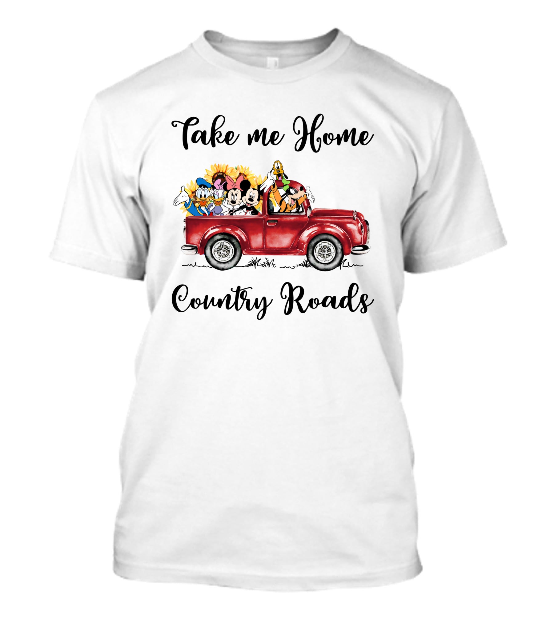 Take Me Home Country Roads Red Truck Disney Characters T-Shirt