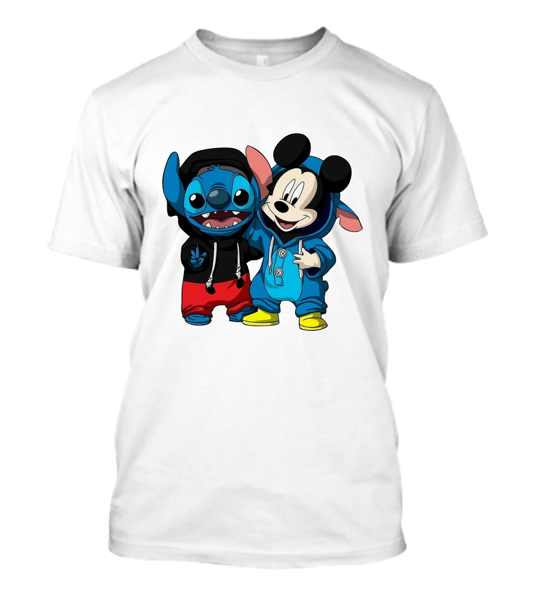 Mickey And Stitch Friendship Hoodie Cartoon Crossover T-Shirt