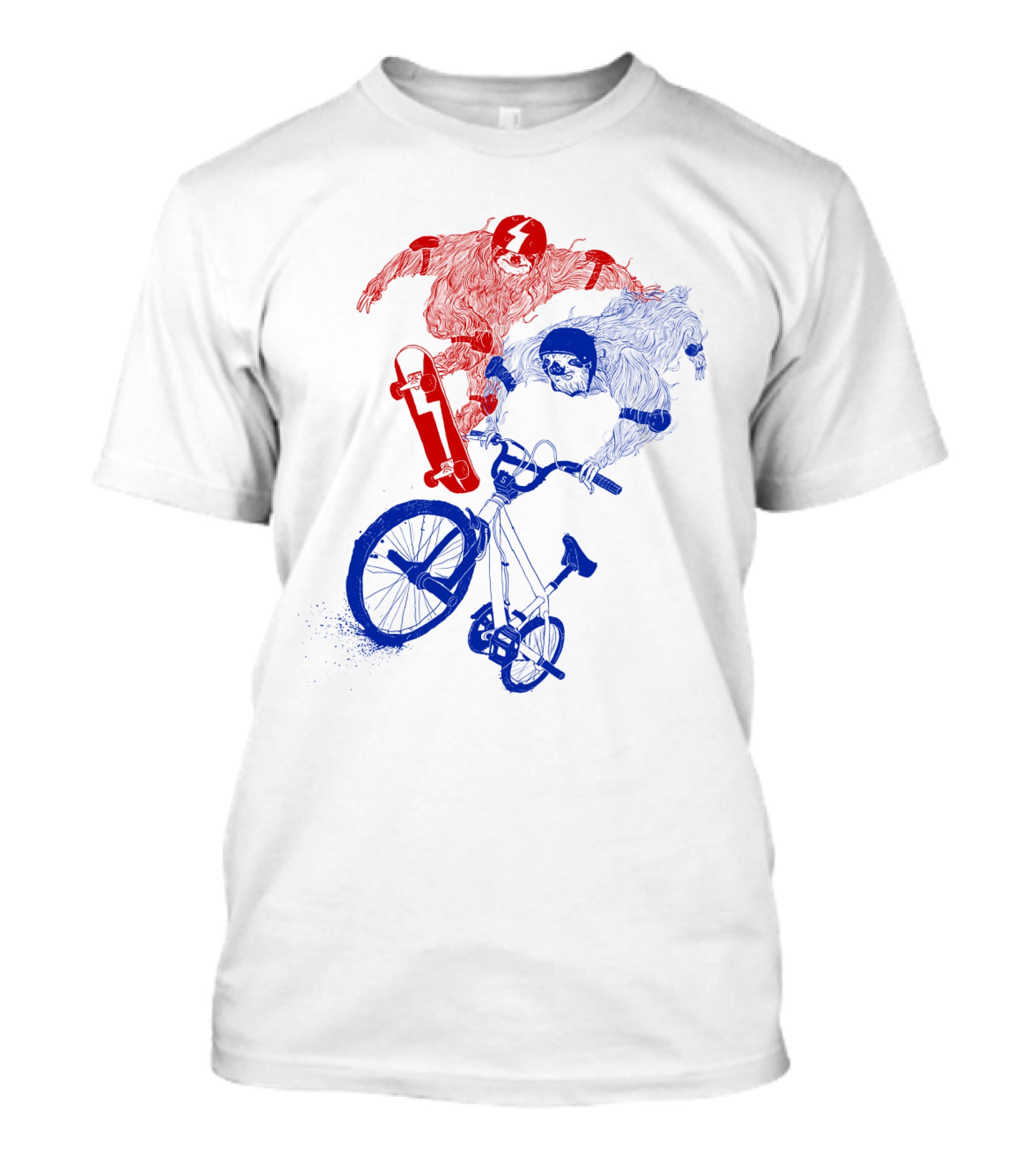 Sloth Air Extreme Skateboarding And BMX Action T-Shirt