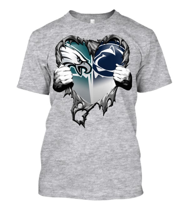 Philadelphia Eagles And Penn State Nittany Lions Heart Logo Rip Xatt053 T-Shirt