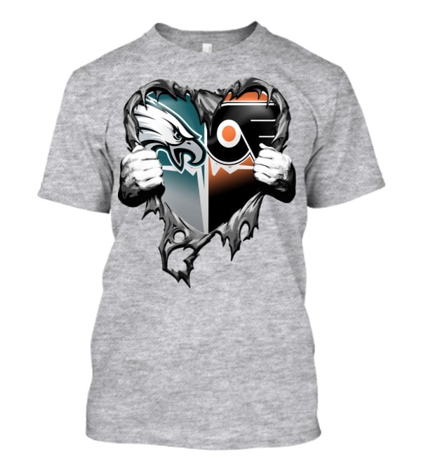 Eagles Flyers Heart Logo Combination T-Shirt