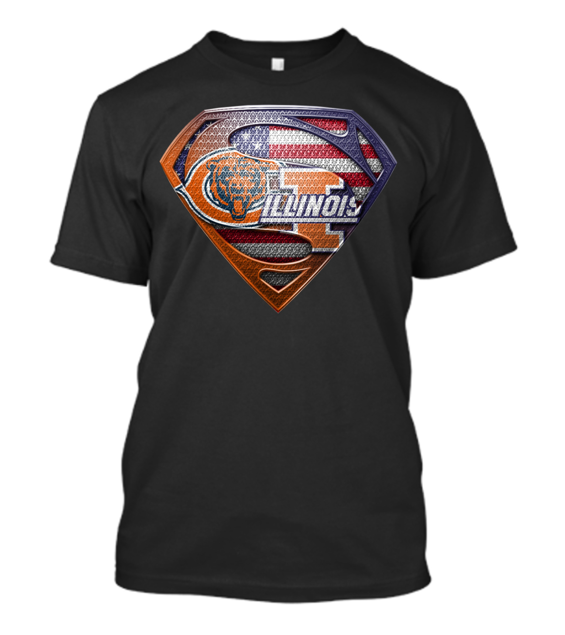 Illinois Bears American Flag Superman T-Shirt