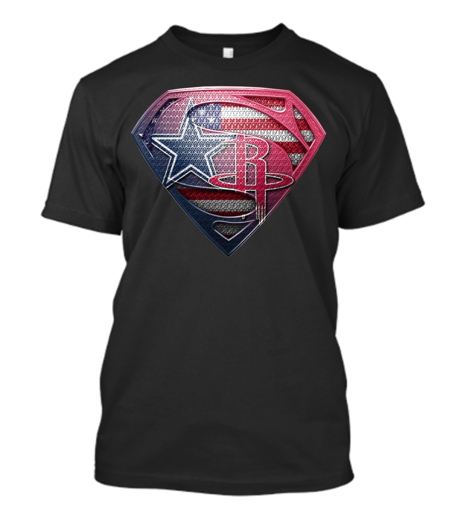 Superman Houston Rockets American Flag Shield Star T-Shirt