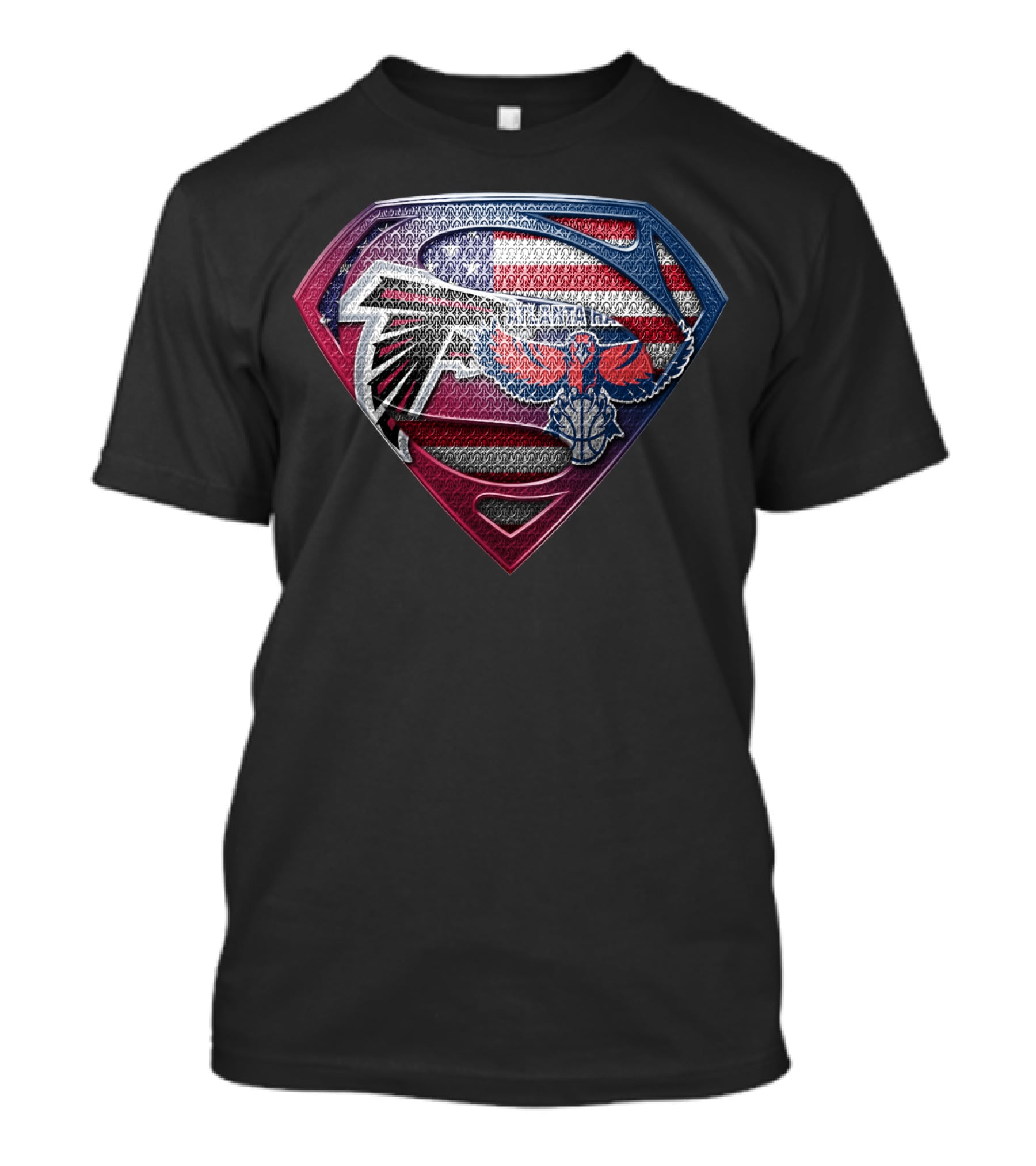 Atlanta Falcons And Hawks American Flag Superman Logo Sspus060 T-Shirt