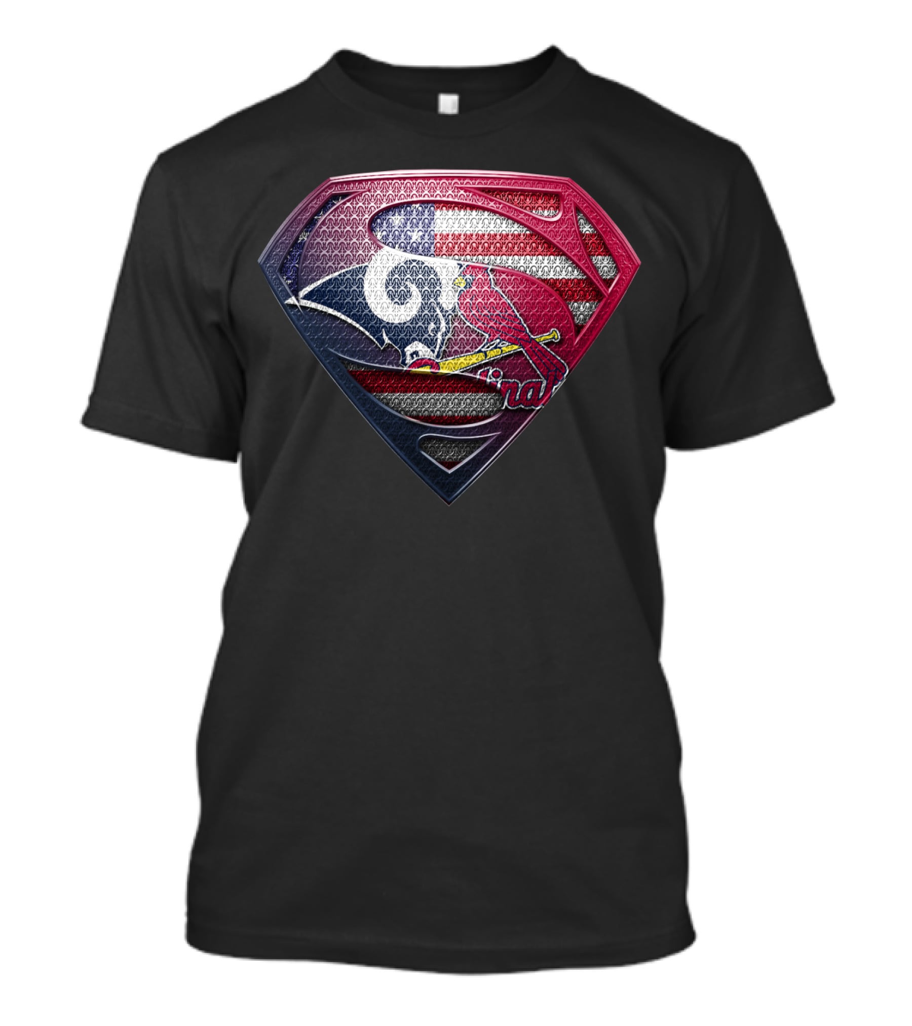 Superman Shield Rams Cardinals Usa Flag Fusion T-Shirt