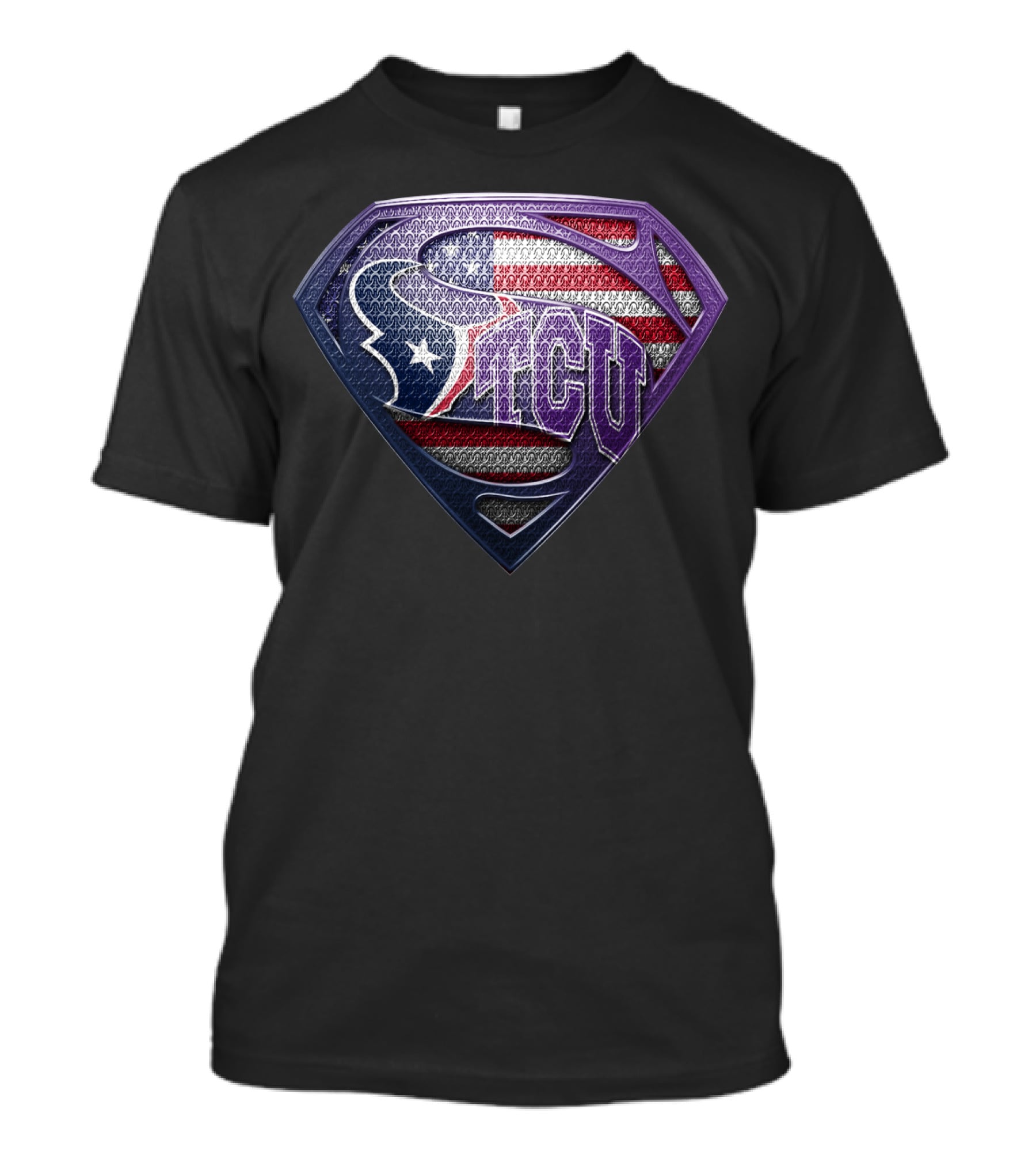 Houston Texans Tcu Superman Usa Flag T-Shirt