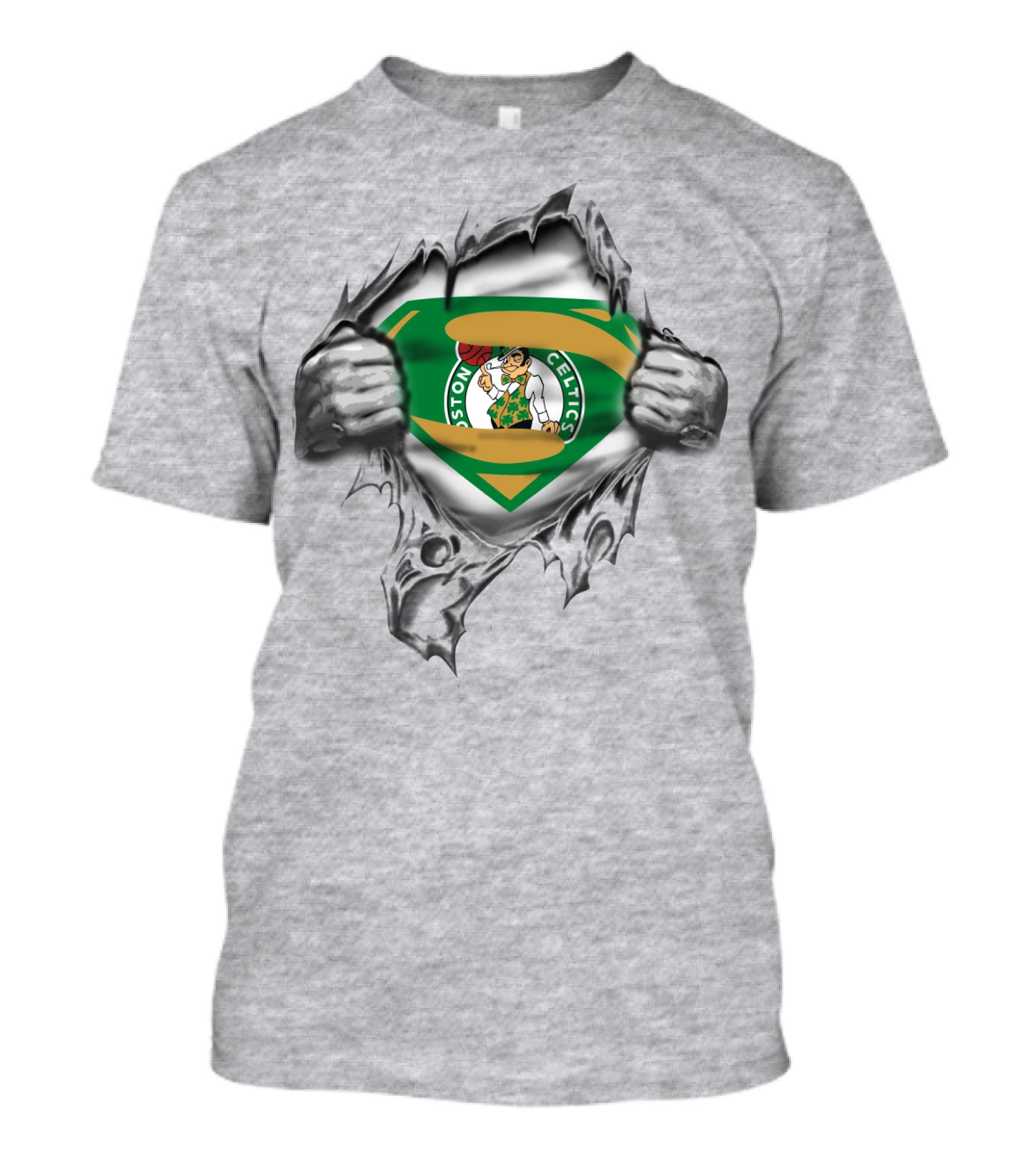 Boston Celtics Superman Logo Basketball Visual T-Shirt