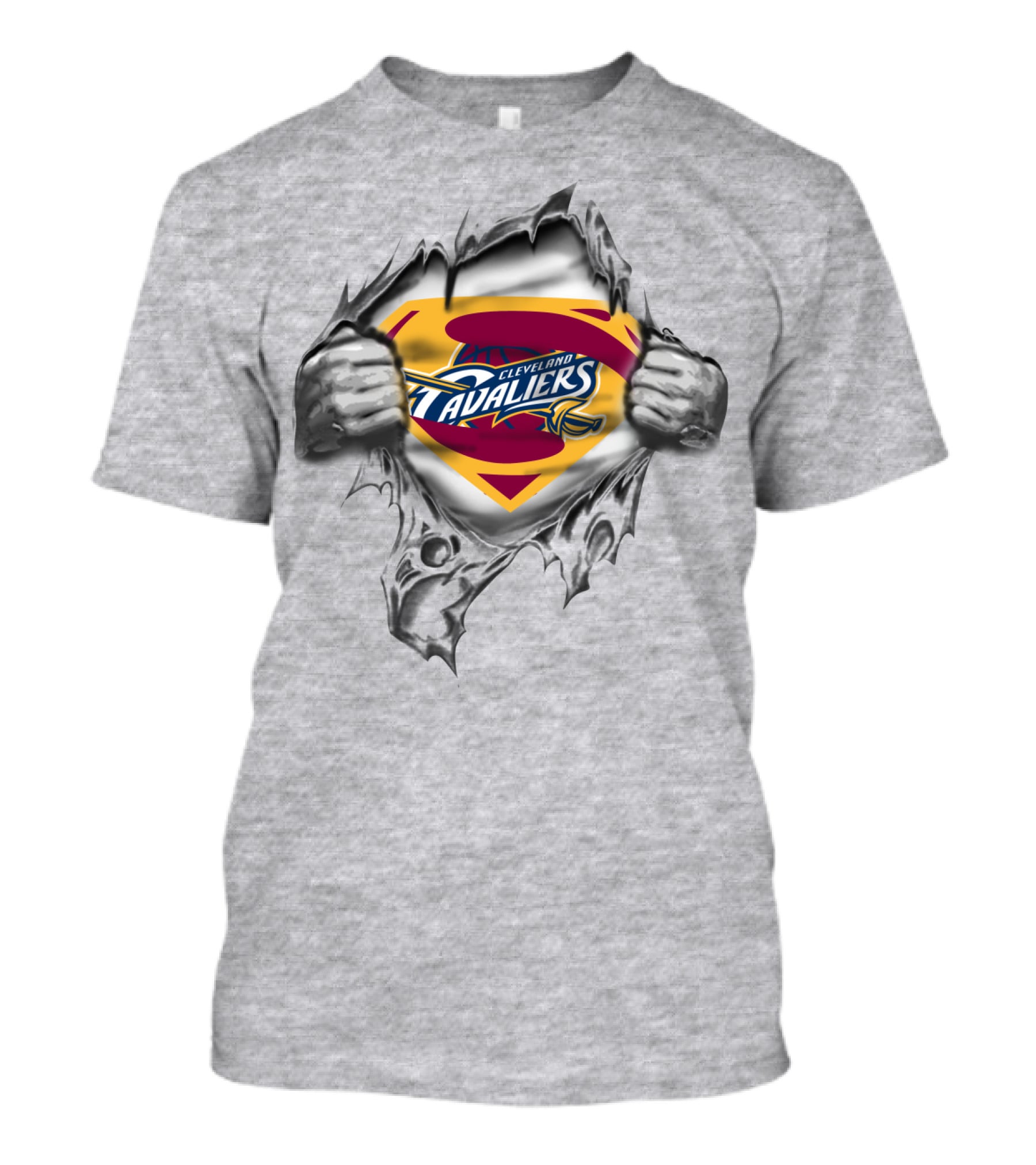Cleveland Cavaliers Superman Logo Emblem Burst Through T-Shirt