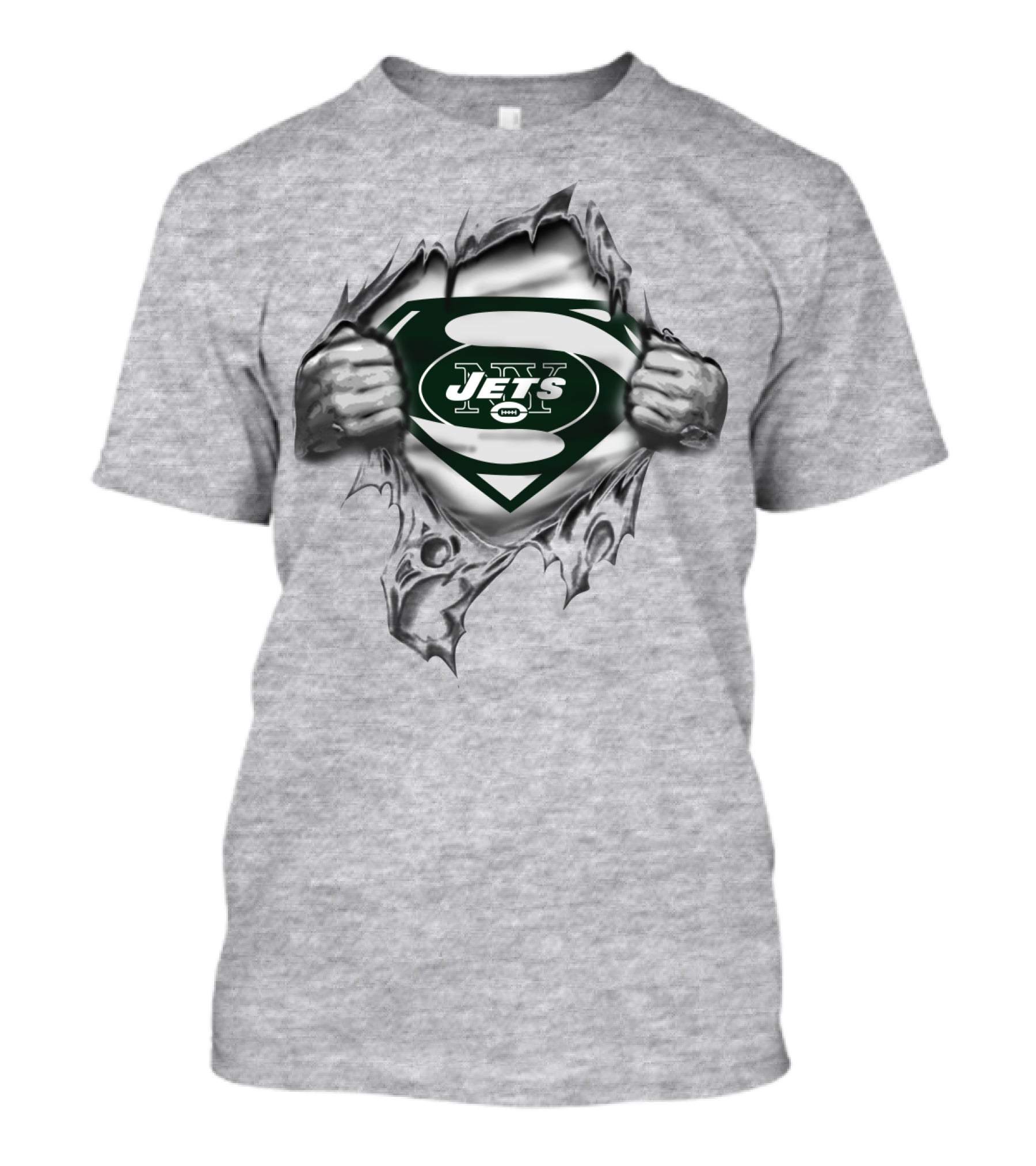 Superman New York Jets Logo Inside Torn Chest T-Shirt