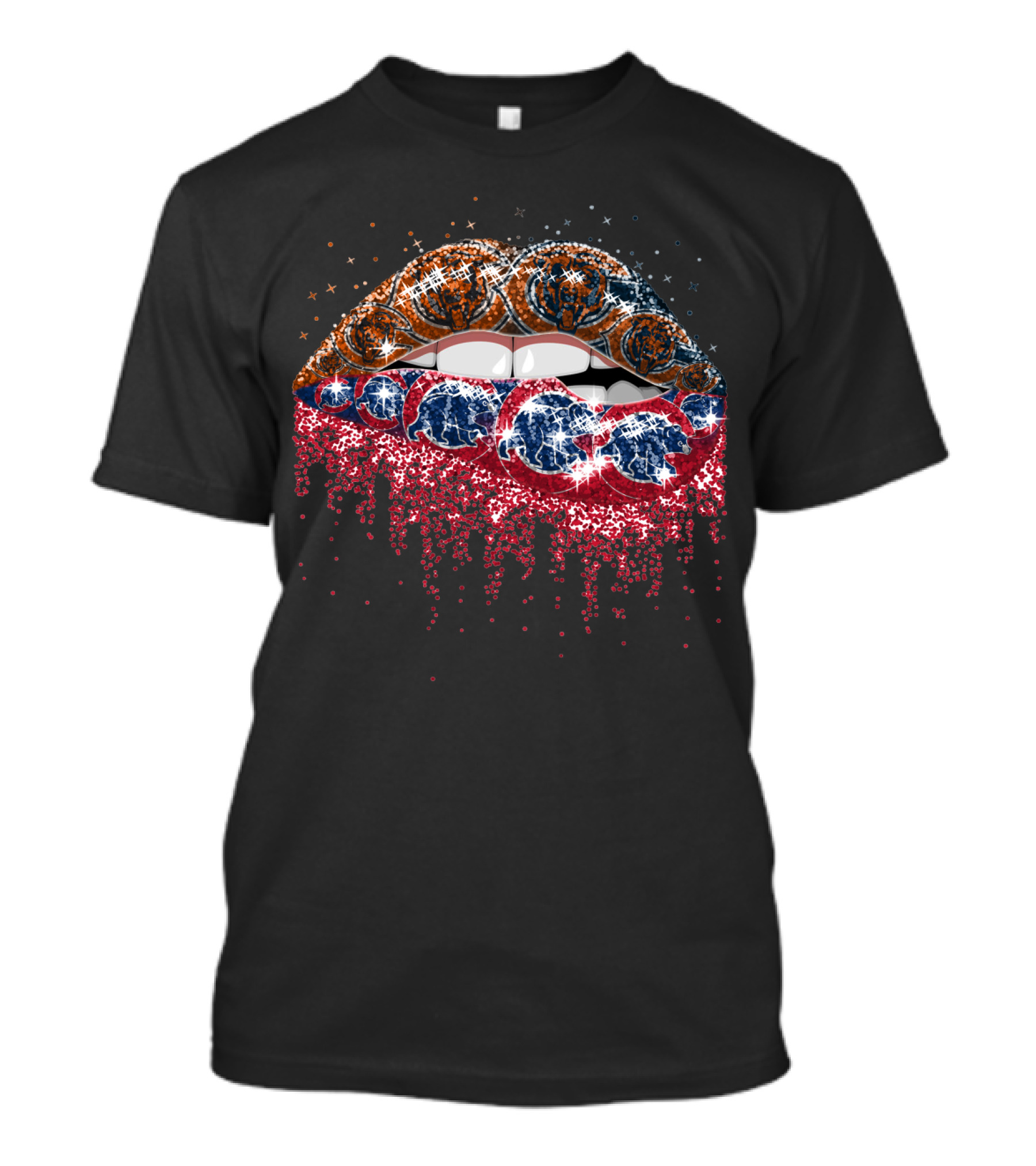 Lip American Football Team Lips Dripping Stars And Footballs T-Shirt