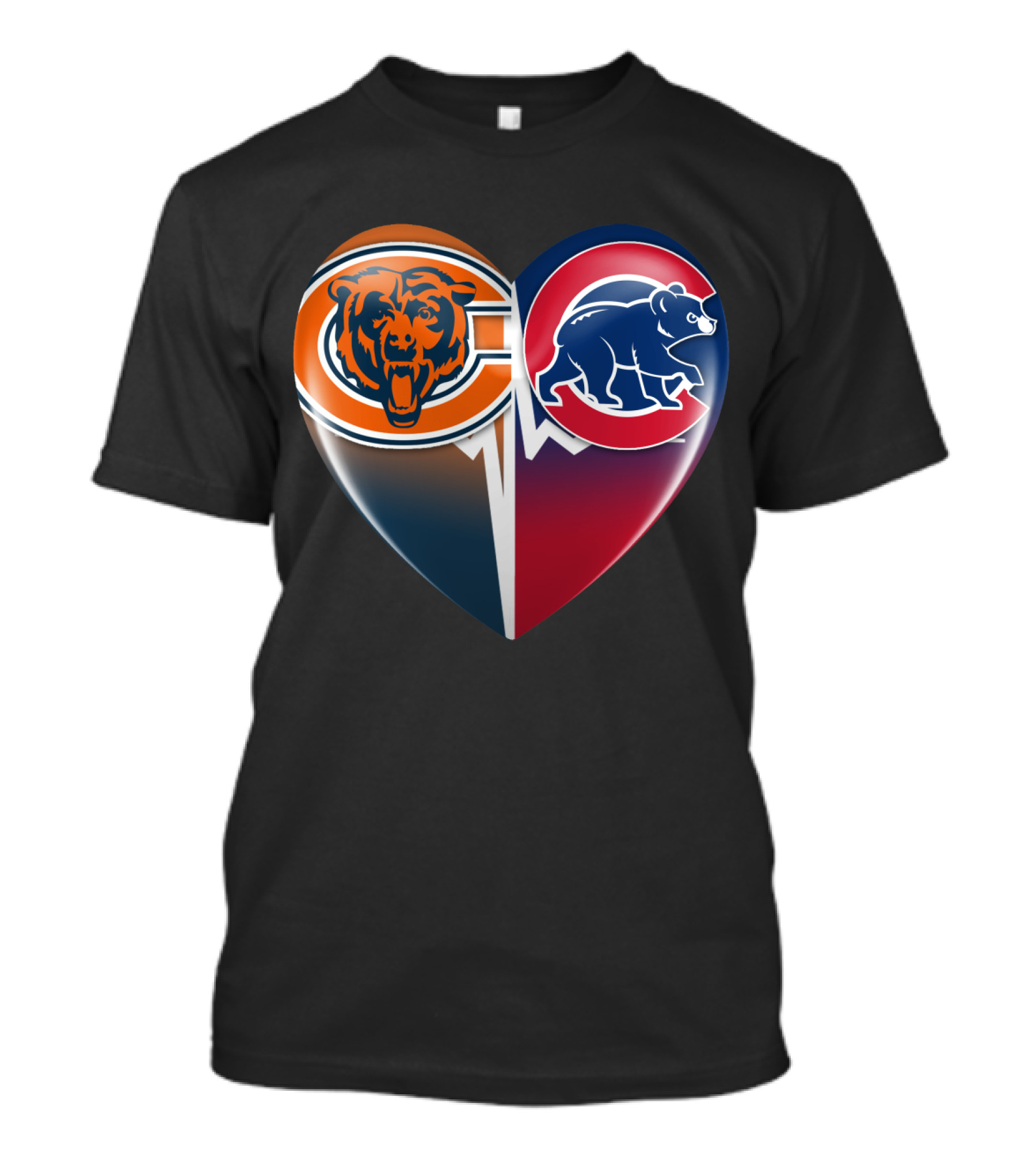 Chicago Bears And Cubs Split Heart TIM 008 T-Shirt