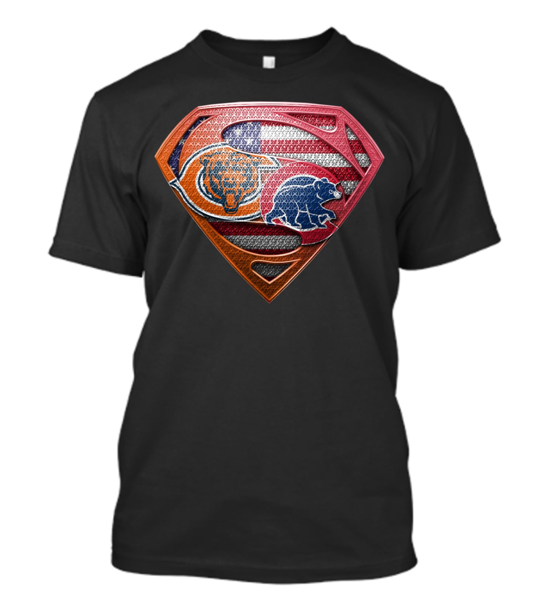 Superman Chicago Bears American Flag Shield SPB 008 T-Shirt