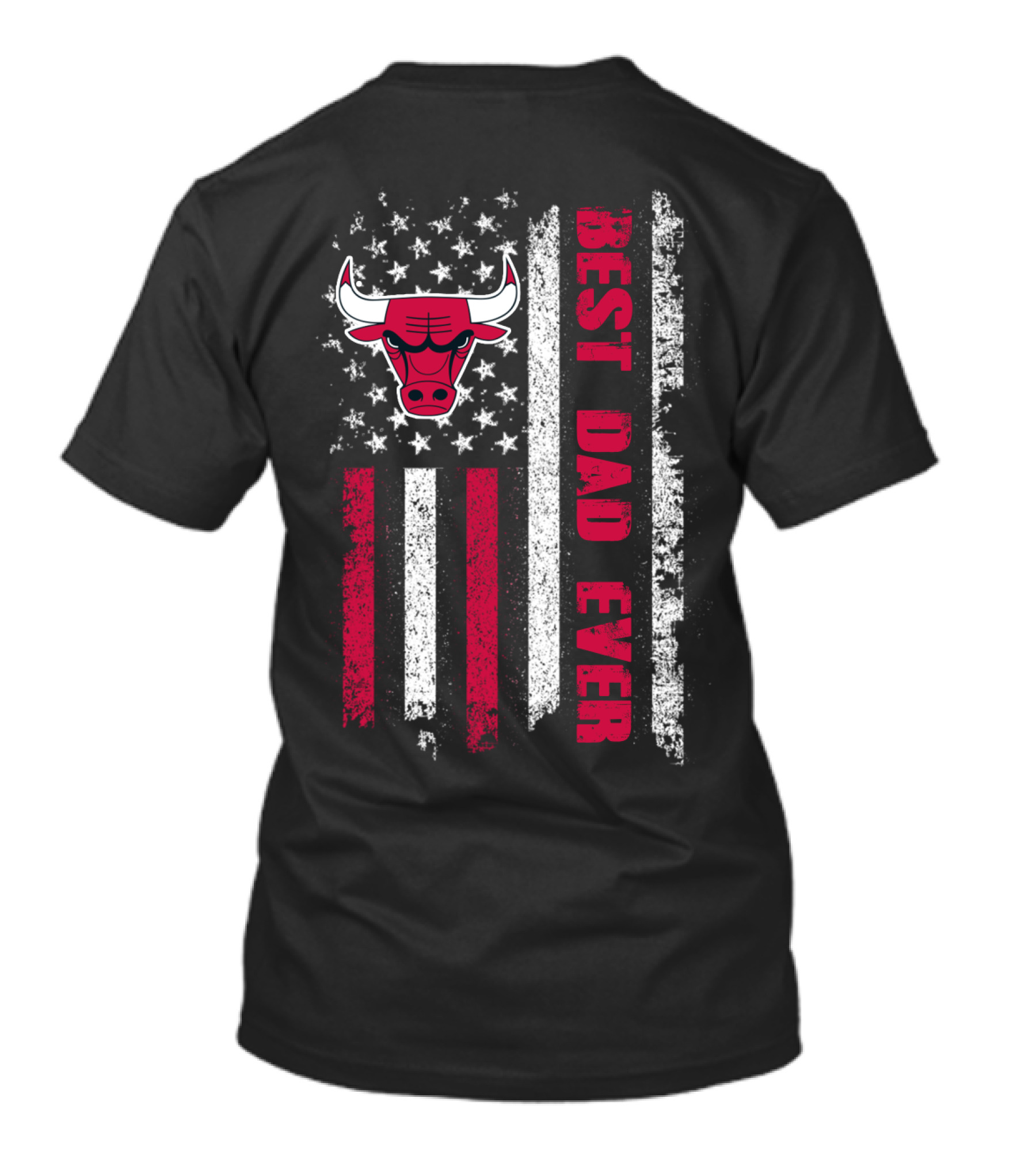 Evd 038 Best Dad Ever Chicago Bulls American Flag T-Shirt