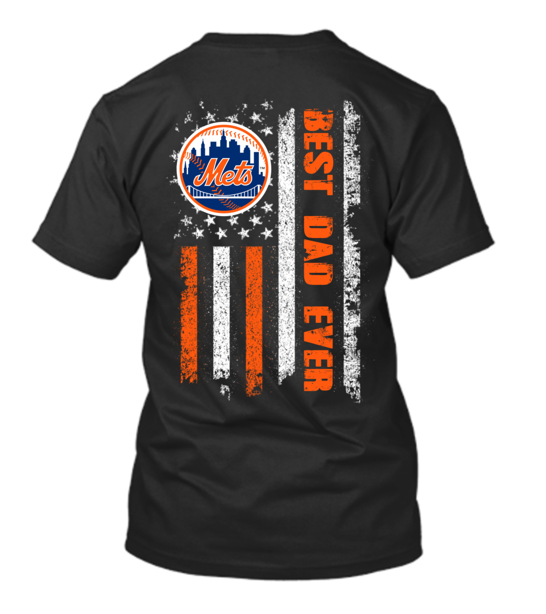 Mets Best Dad Ever American Flag Baseball Fan Evd 057 T-Shirt