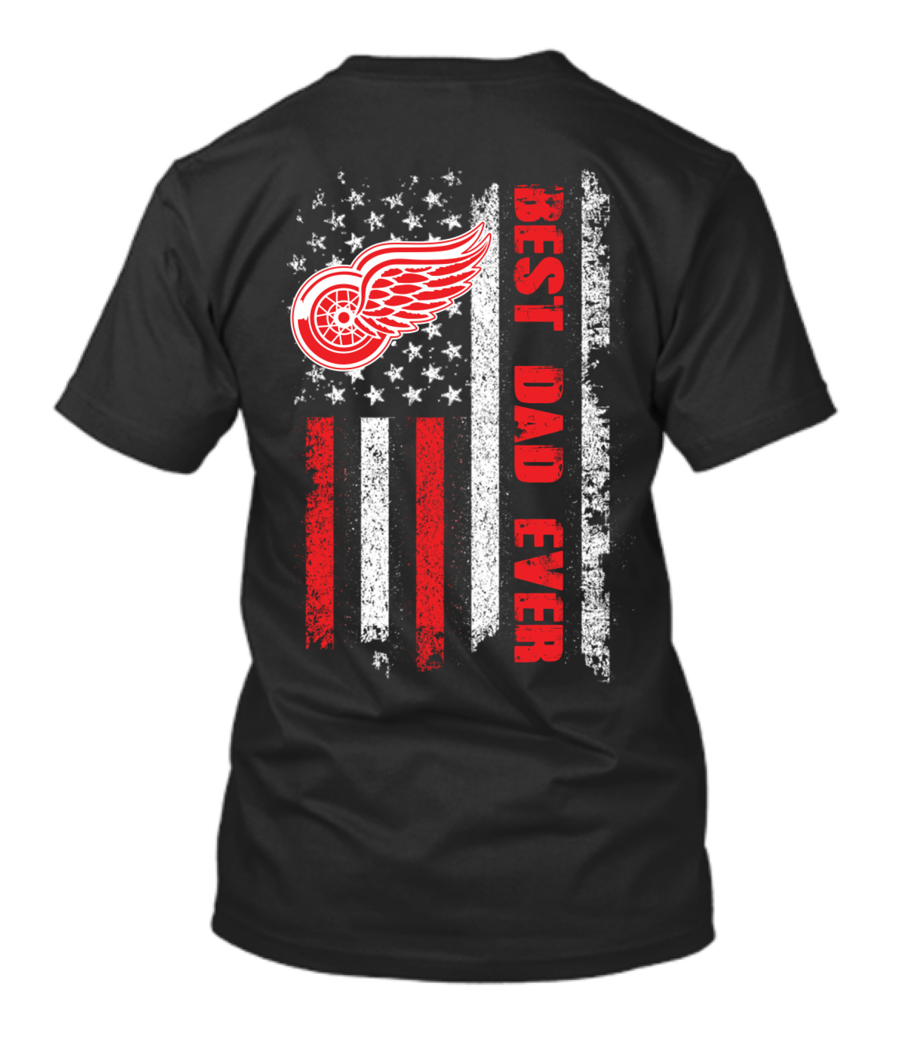 Red Wings Best Dad Ever American Flag T-Shirt
