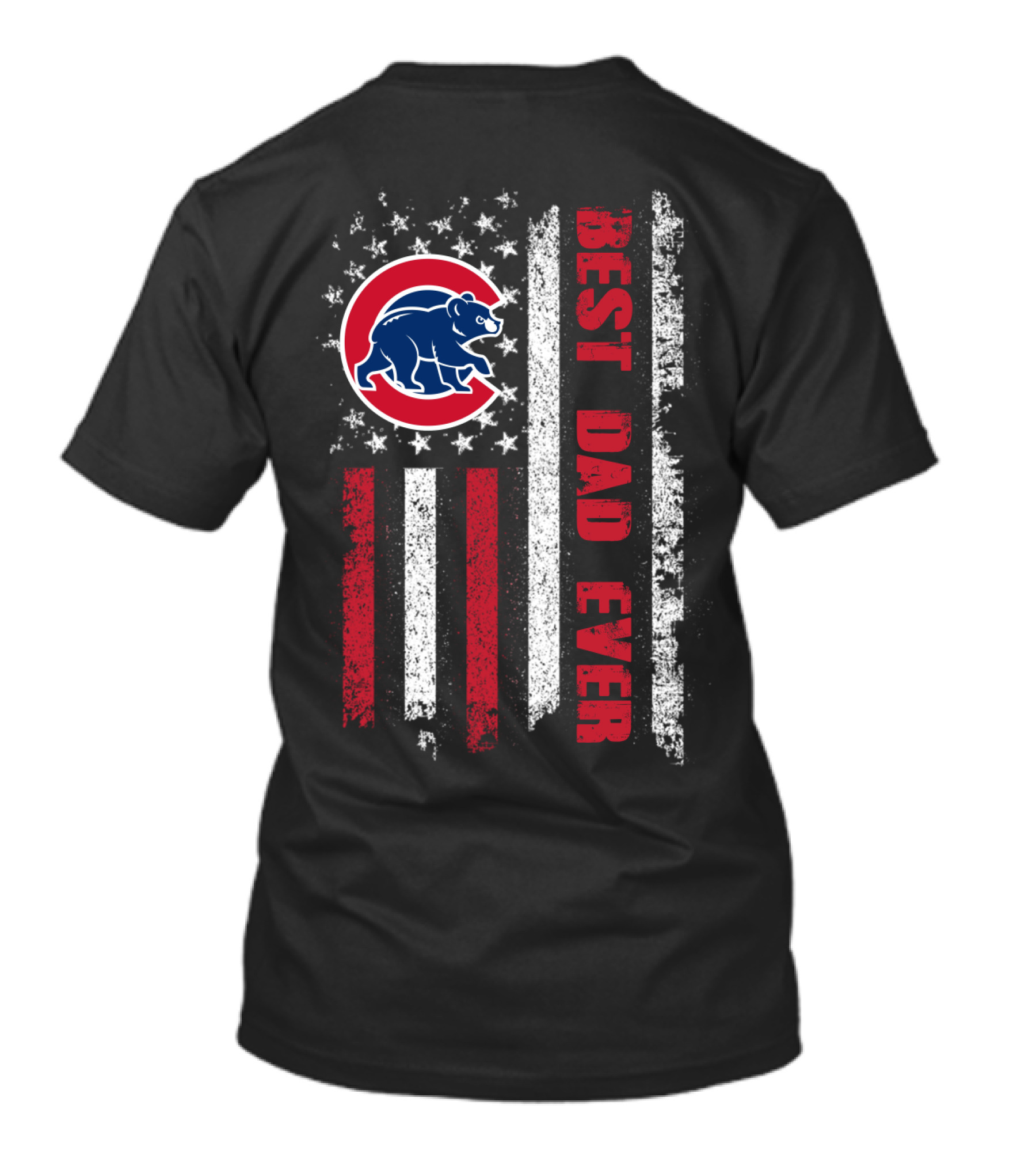 Chicago Cubs Best Dad Ever Flag Stars Stripes T-Shirt