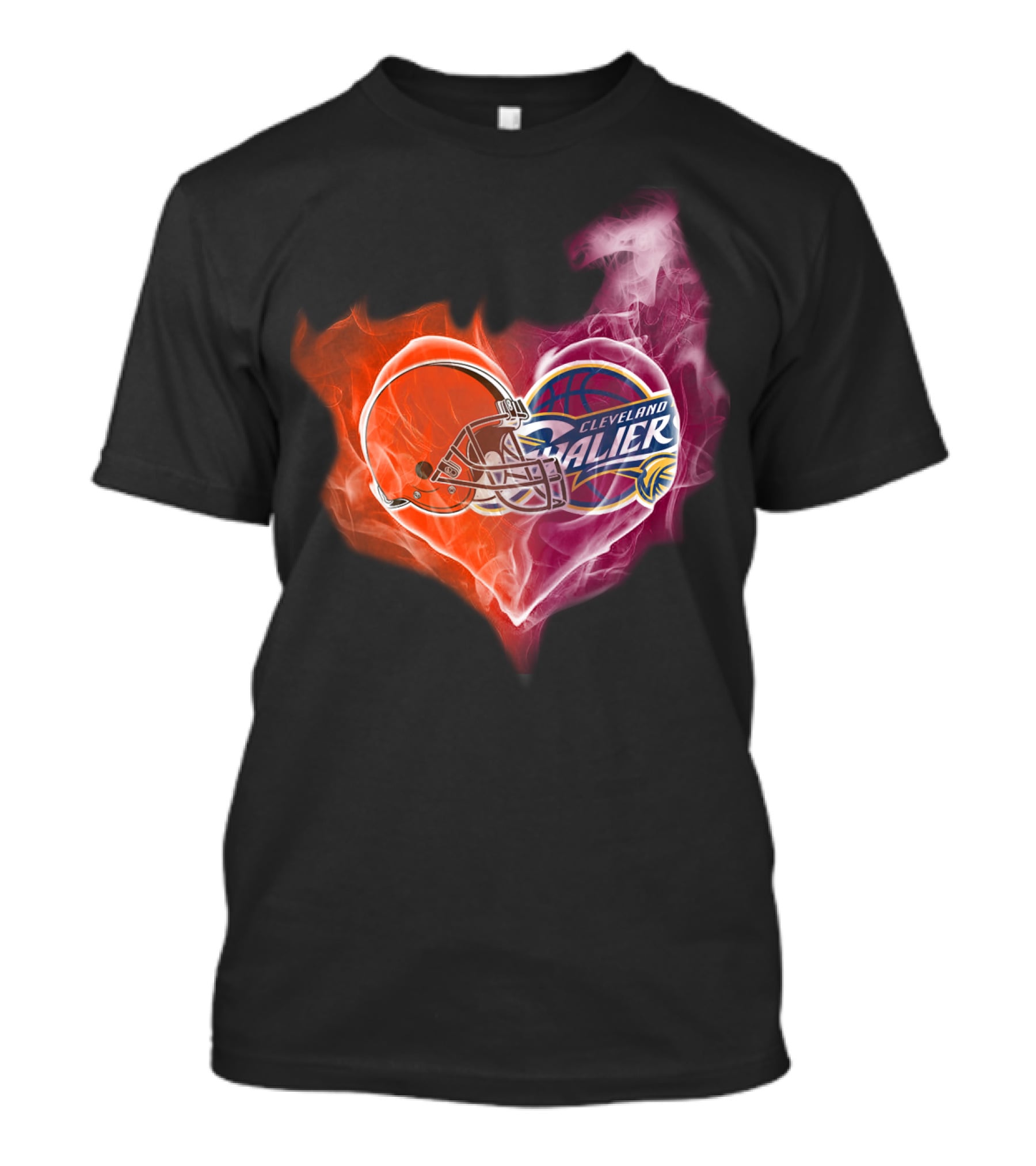 Cleveland Cavaliers Heart With Football Helmet T-Shirt