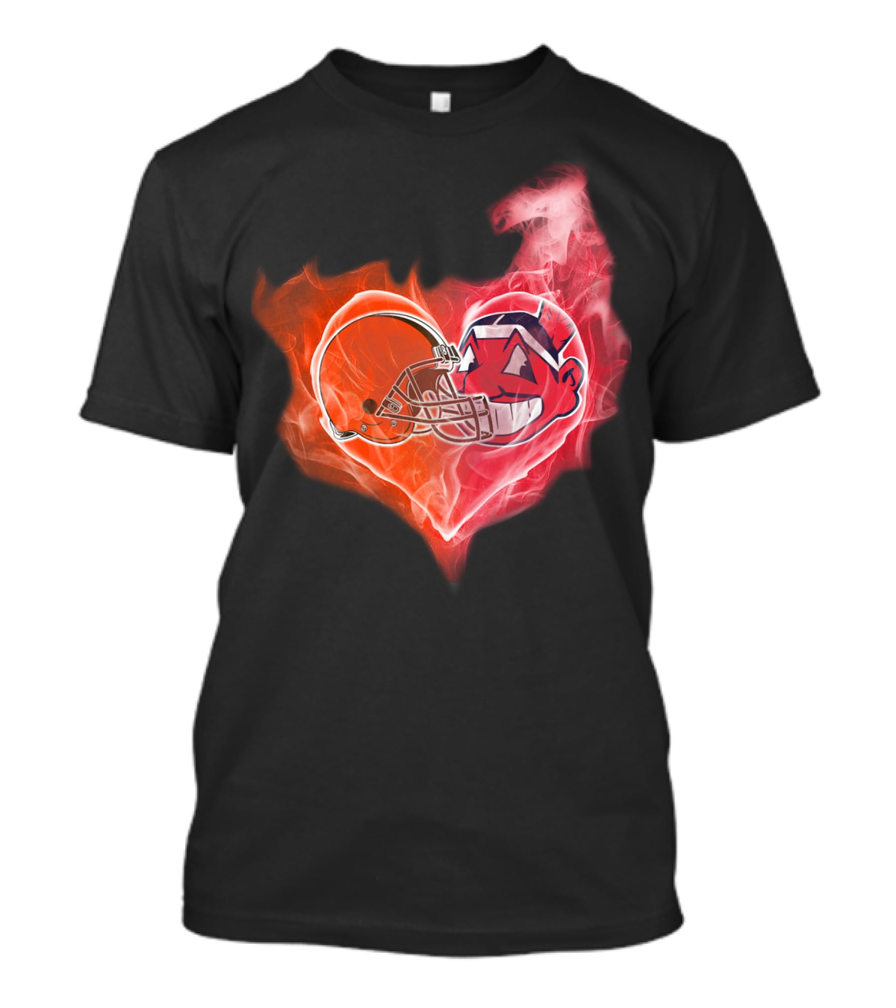 Heart Of Flames Football Helmet Cartoon Face T-Shirt