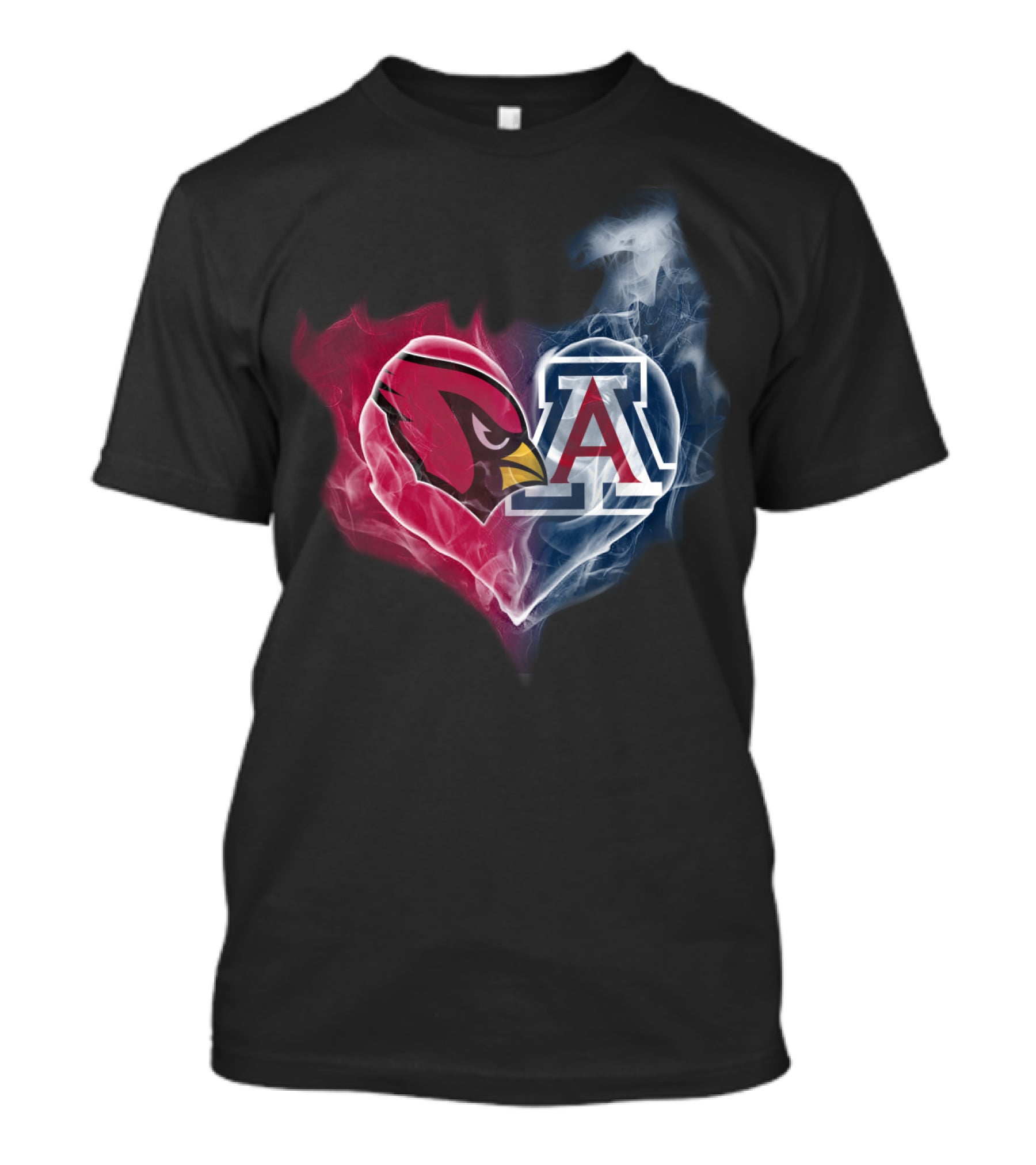 Arizona Cardinals And University Of Arizona Logo Smoke Heart T-Shirt