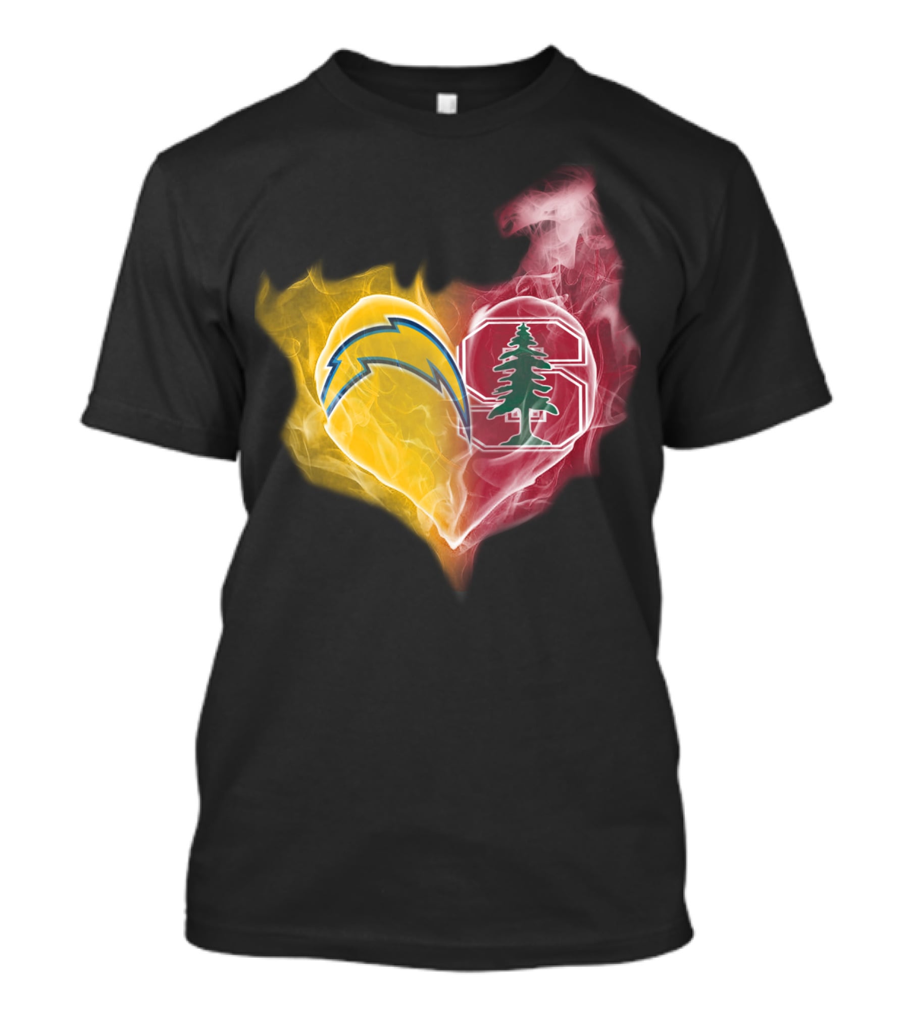 Los Angeles Chargers Stanford Cardinal Heart Fusion T-Shirt