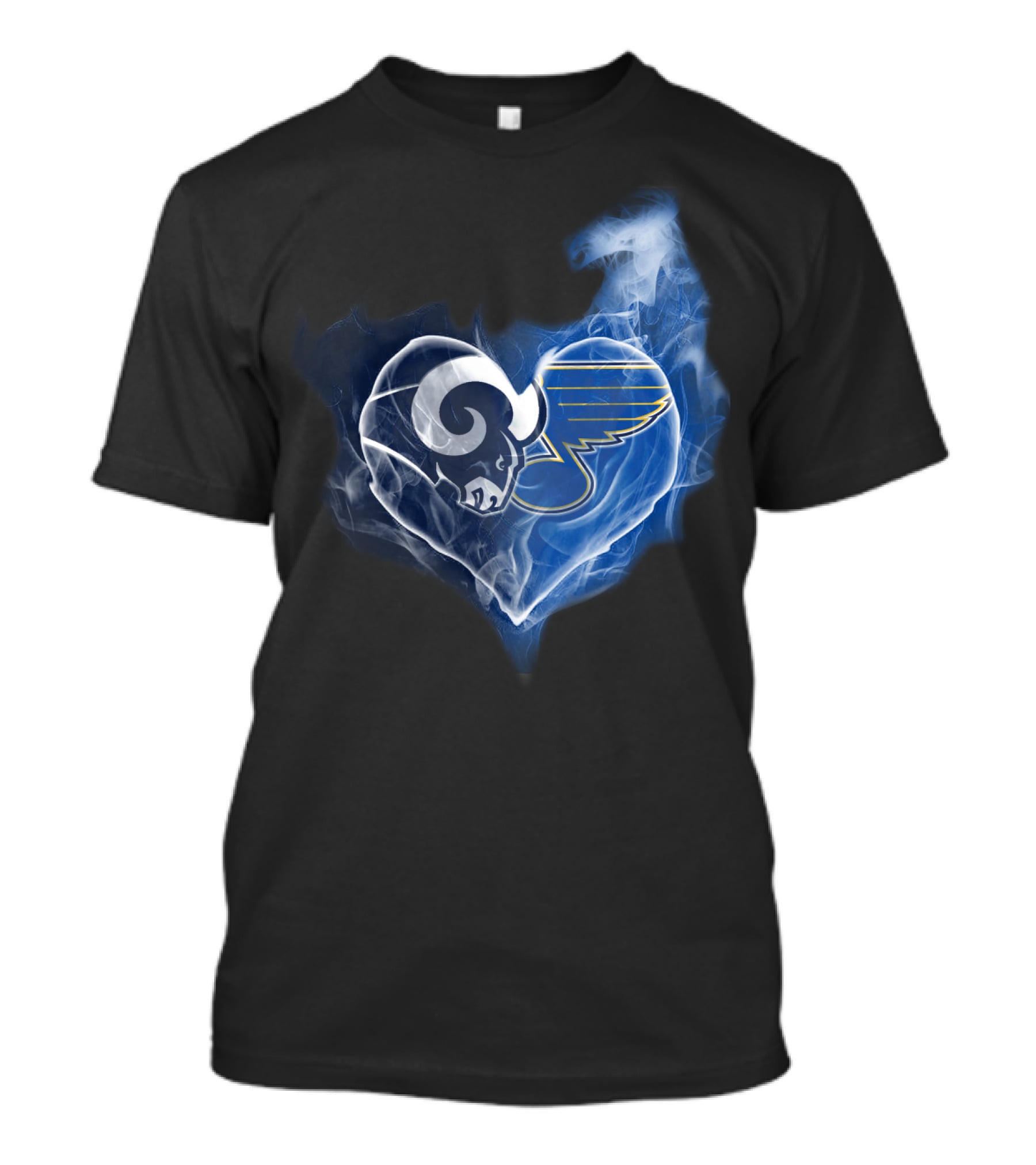 Rams Blues Heart Logo Fusion T-Shirt