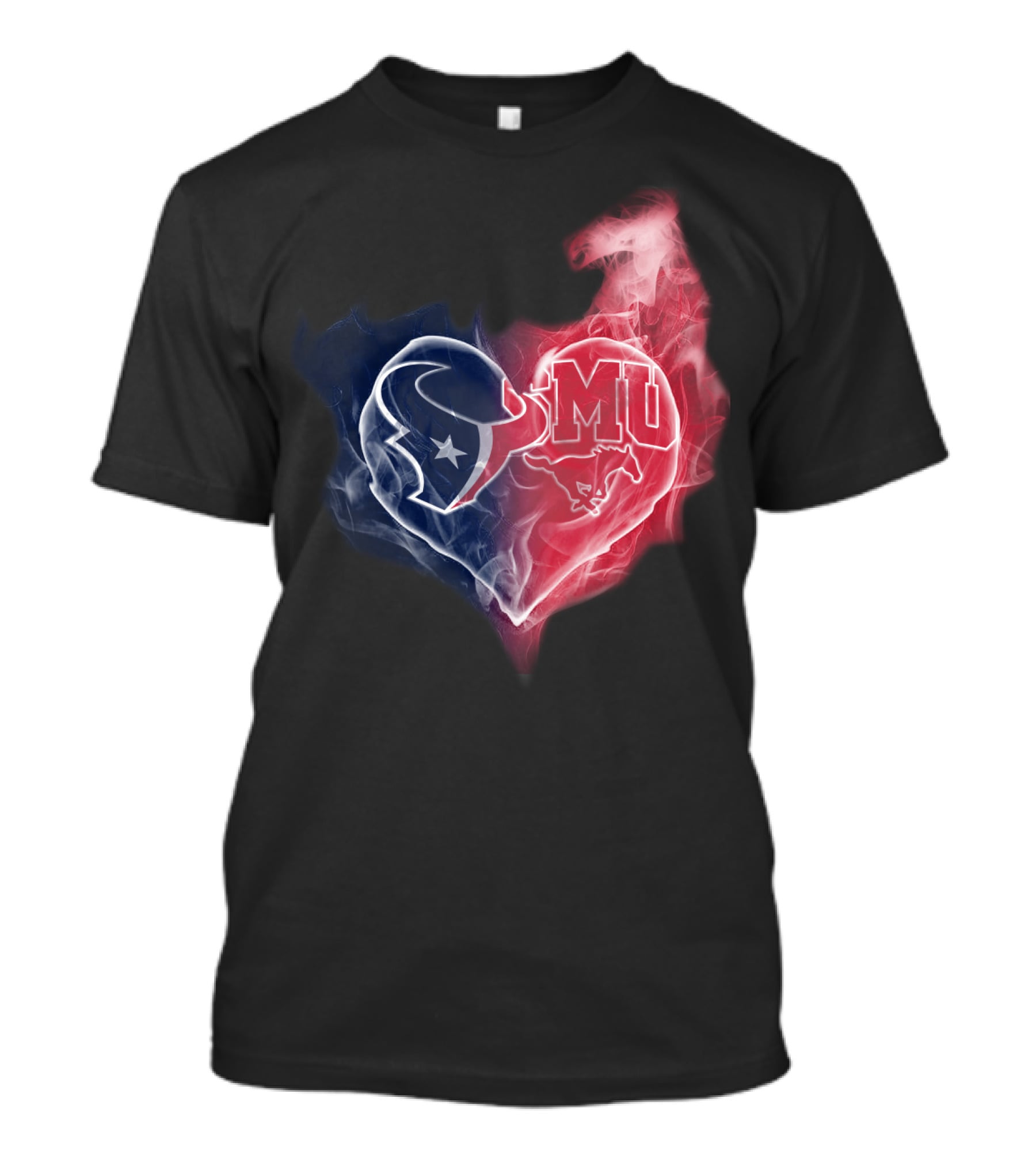 Houston Texans Smu Mustangs Heart T-Shirt