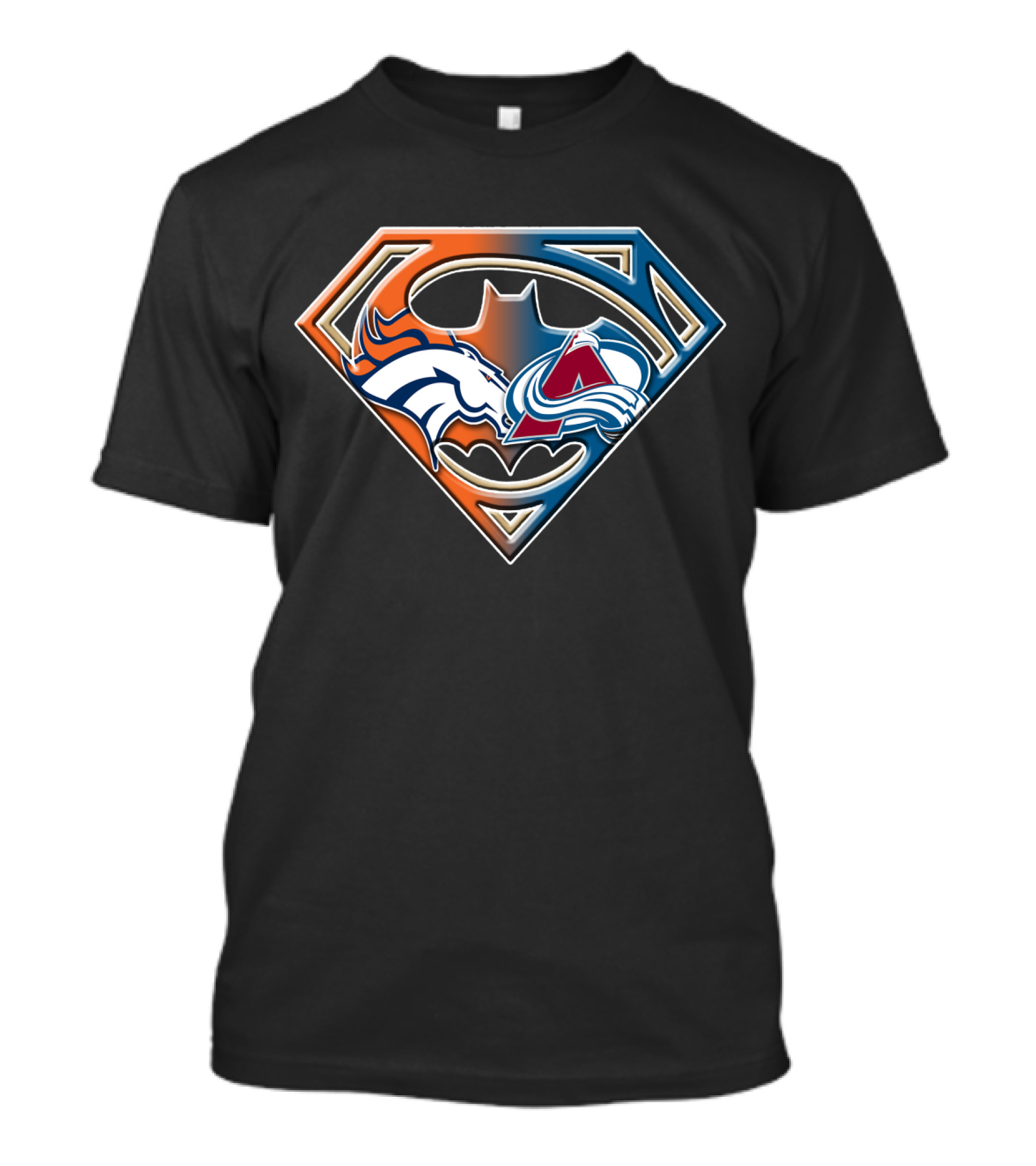 Denver Broncos Colorado Avalanche Batman Superman Logo Bat 016 T-Shirt