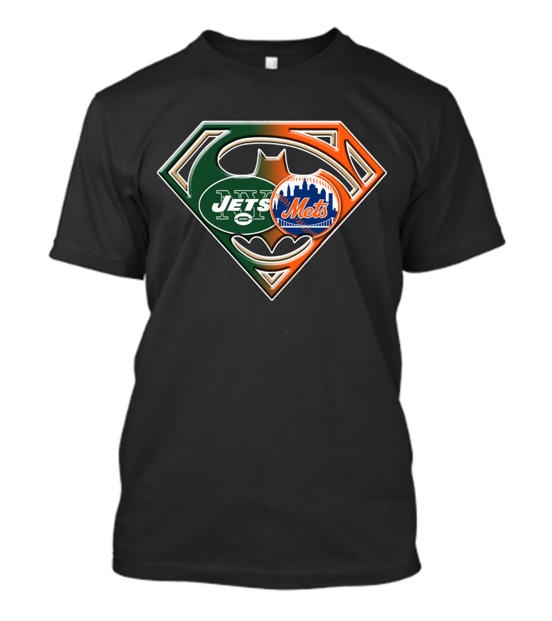 Jets Mets Batman Superman Emblem Fusion T-Shirt