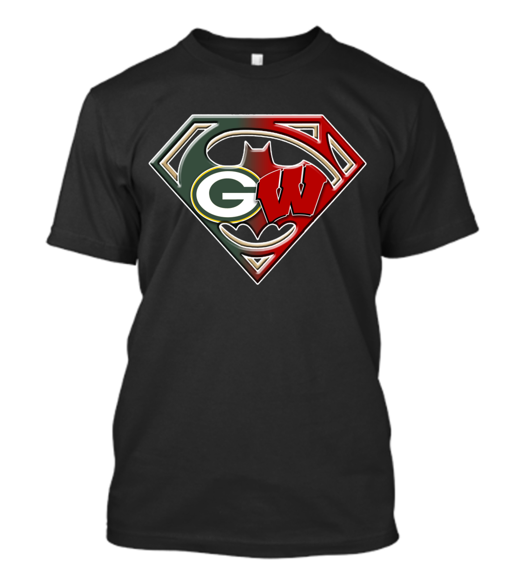Superman Bat Green Bay Packers Wisconsin Badgers Logo Fusion Bat 081 T-Shirt