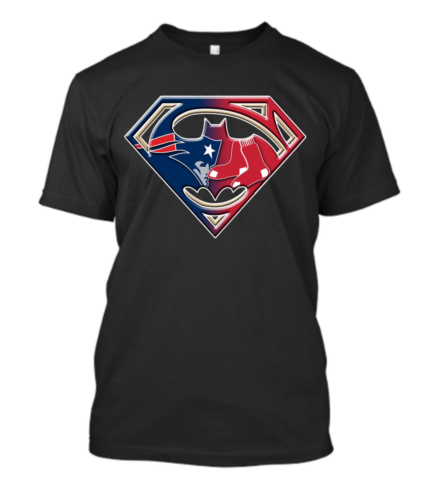 Superman New England Patriots Boston Red Sox Logo Fusion T-Shirt