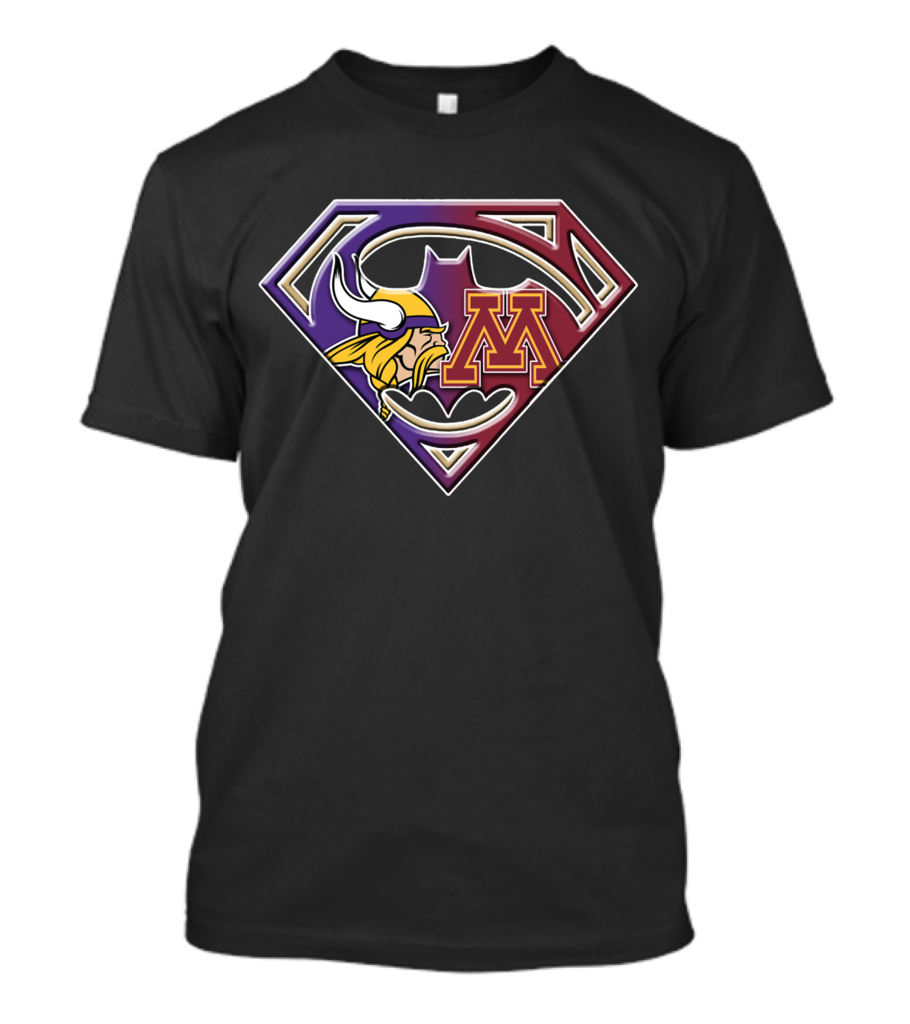 Minnesota Vikings Minnesota Gophers Superman Batman Logo Fusion T-Shirt